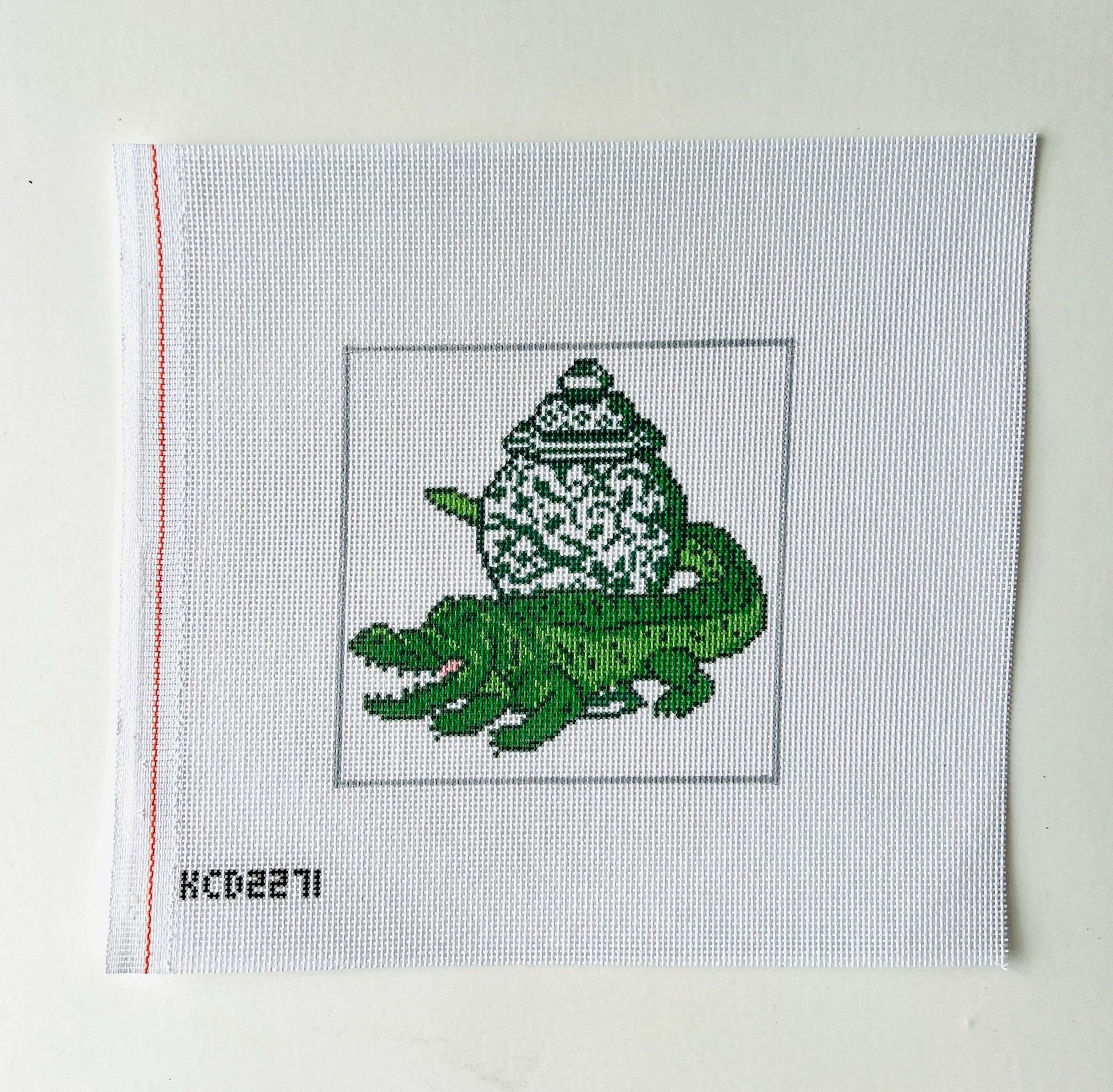 Gator and Ginger Jar August Trunk Show-Needlepoint Canvas-KCN Designers-The Pepper Pot Barrington, IL