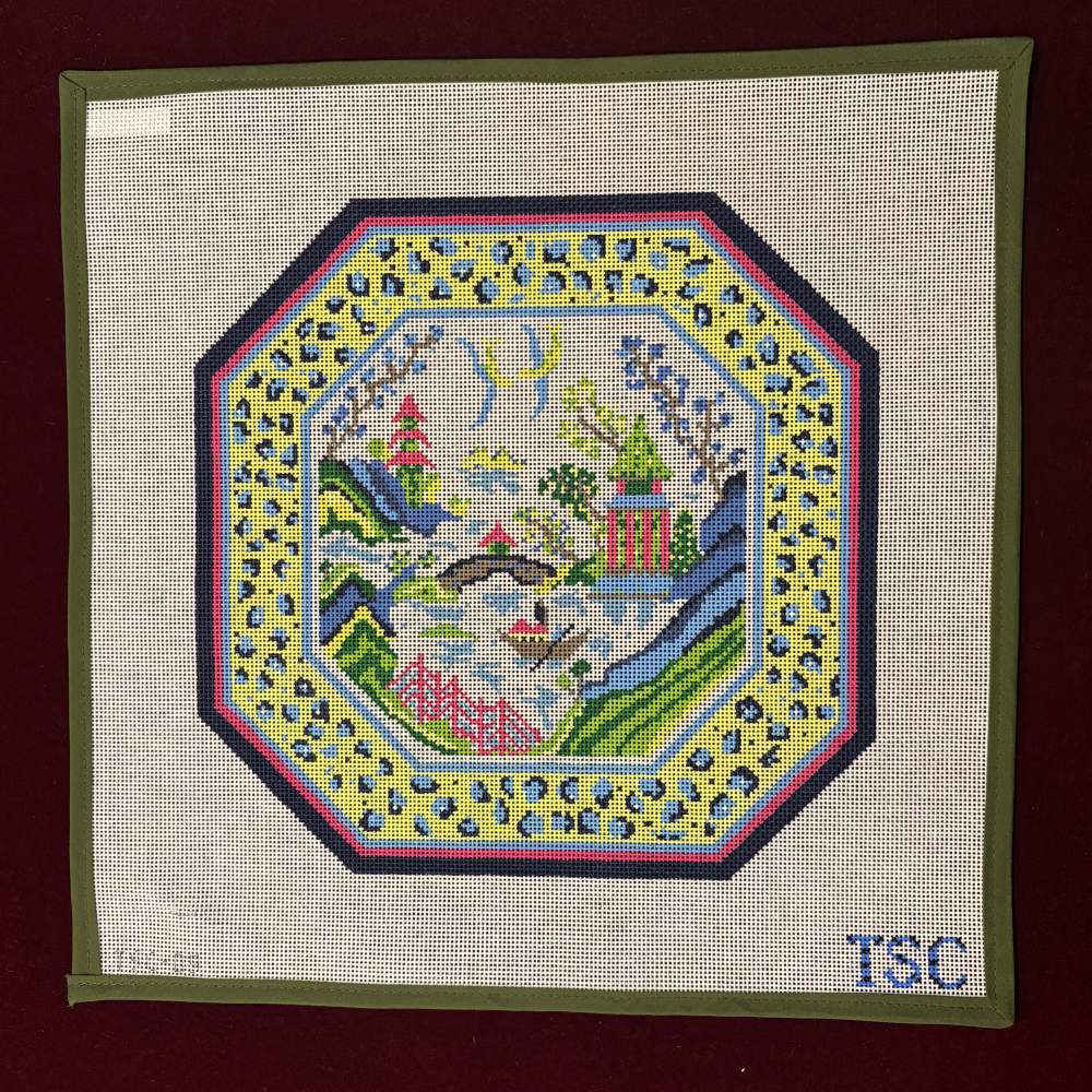 Gaudy Willow Pillow-Needlepoint Canvas-The Gingham Stitchery-The Pepper Pot Barrington, IL