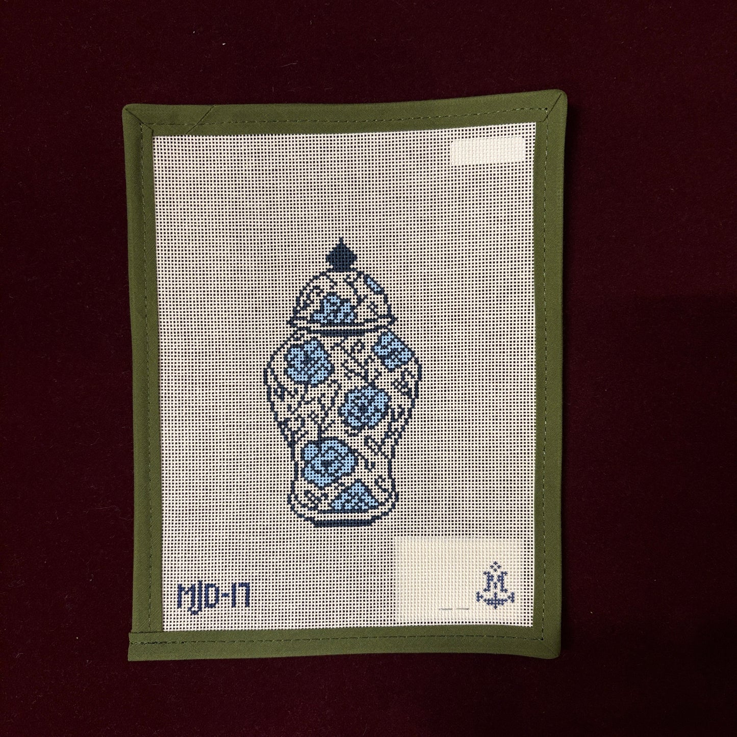 Ginger Jar-Needlepoint Canvas-Morgan Julia Designs-The Pepper Pot Barrington, IL