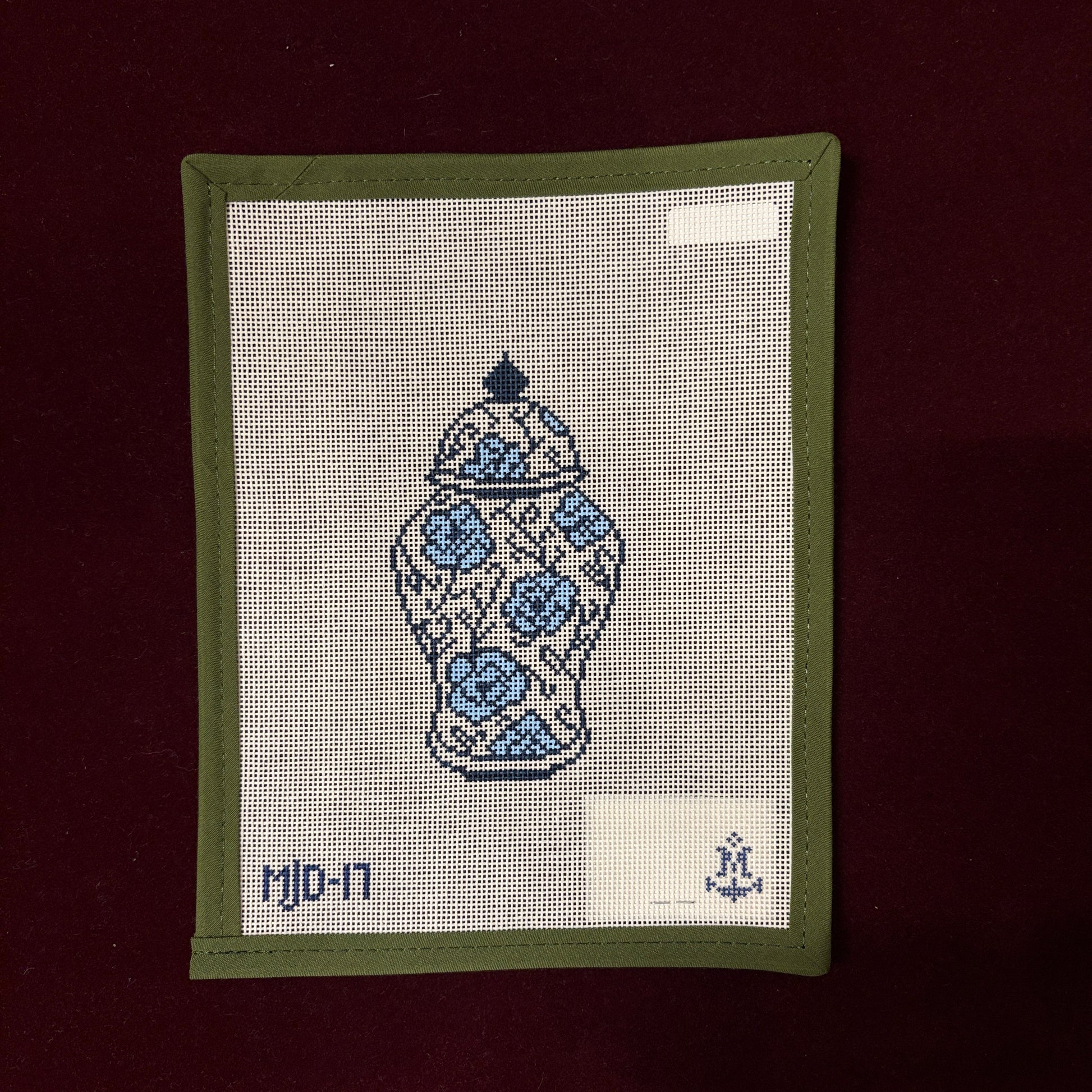 Ginger Jar-Needlepoint Canvas-Morgan Julia Designs-The Pepper Pot Barrington, IL