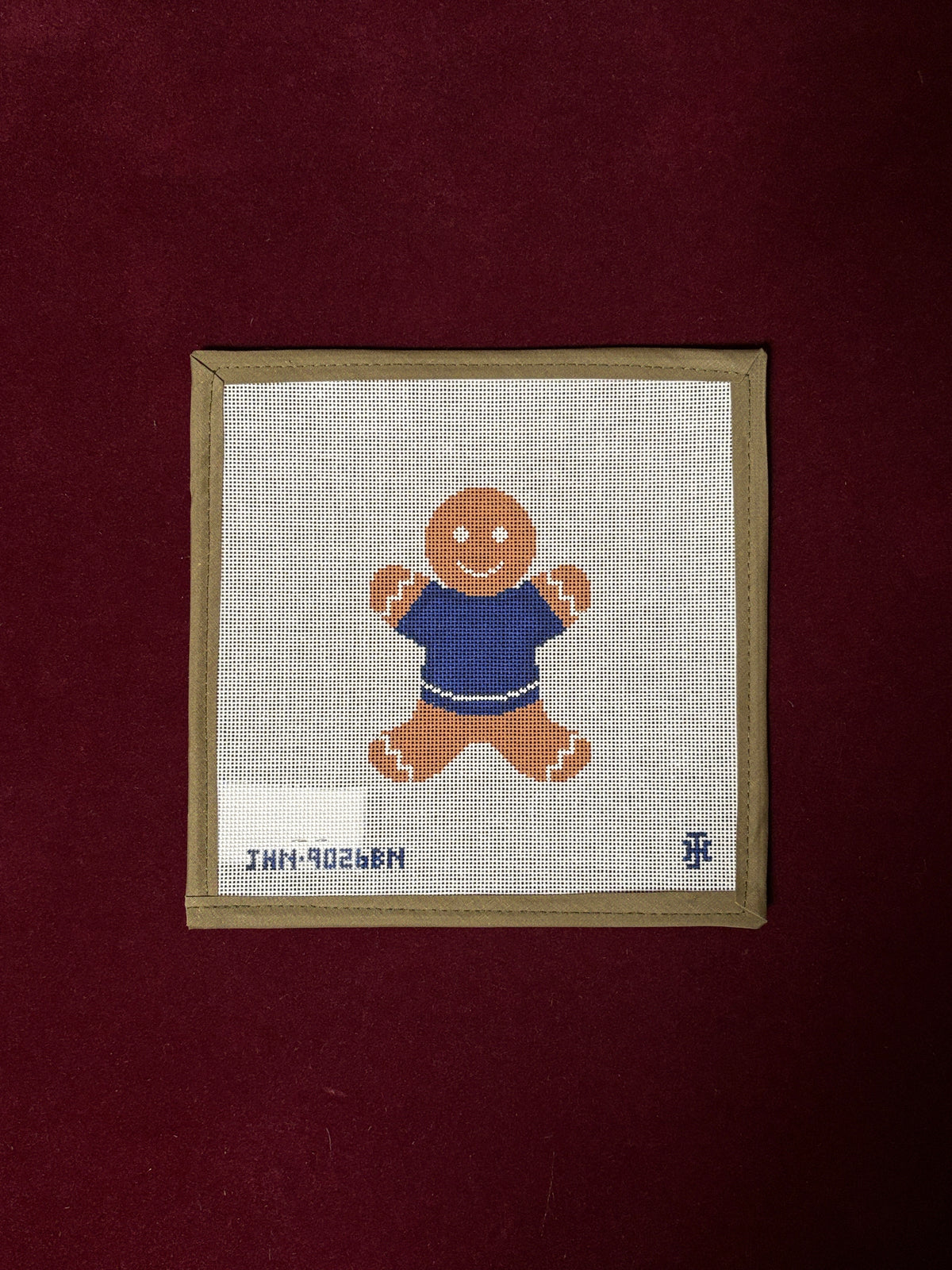 Gingerbread Boy, Navy-Needlepoint Canvas-Jennifer Hall Needlepoint-The Pepper Pot Barrington, IL