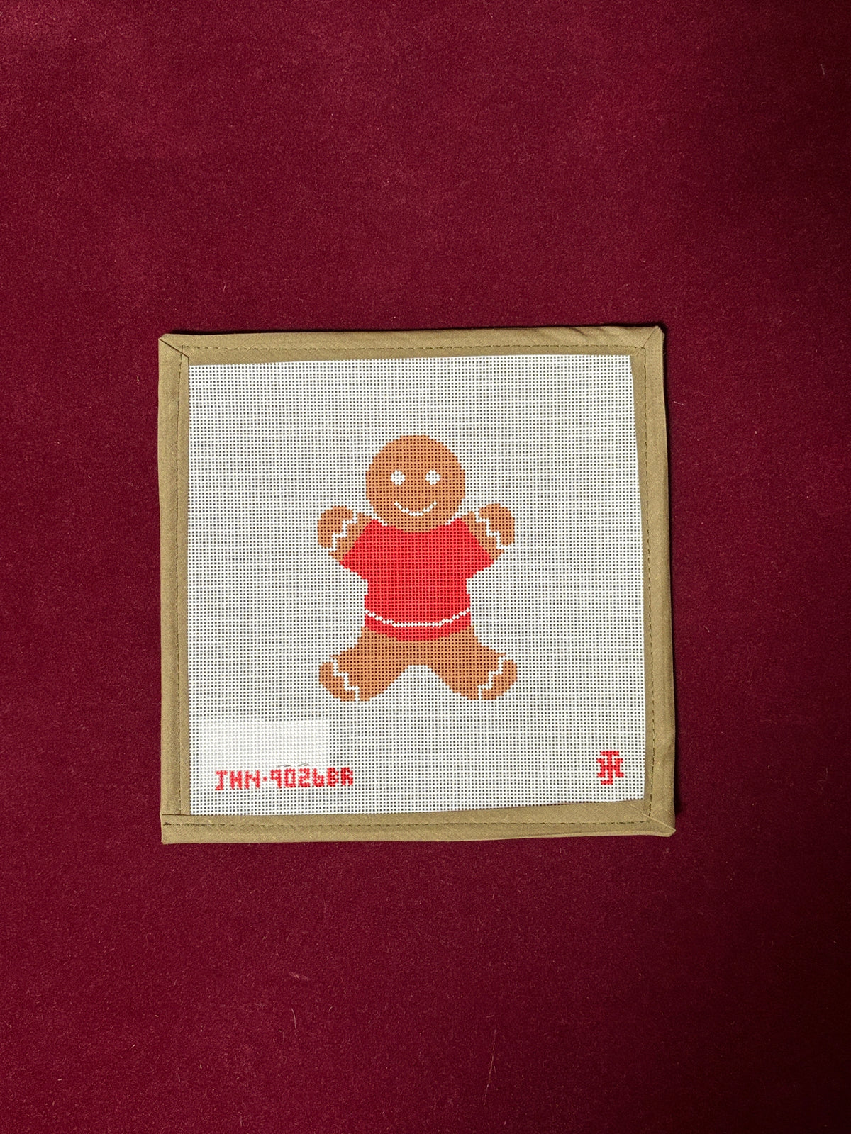 Gingerbread Boy, Red-Needlepoint Canvas-Jennifer Hall Needlepoint-The Pepper Pot Barrington, IL