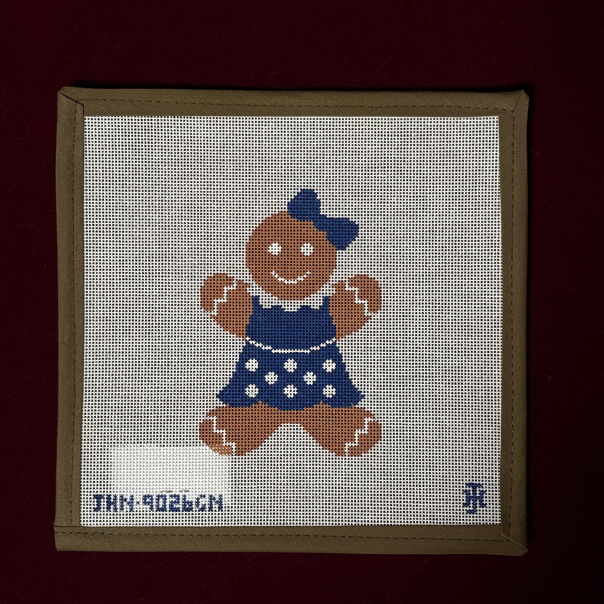 Gingerbread Girl, Navy-Needlepoint Canvas-Jennifer Hall Needlepoint-The Pepper Pot Barrington, IL