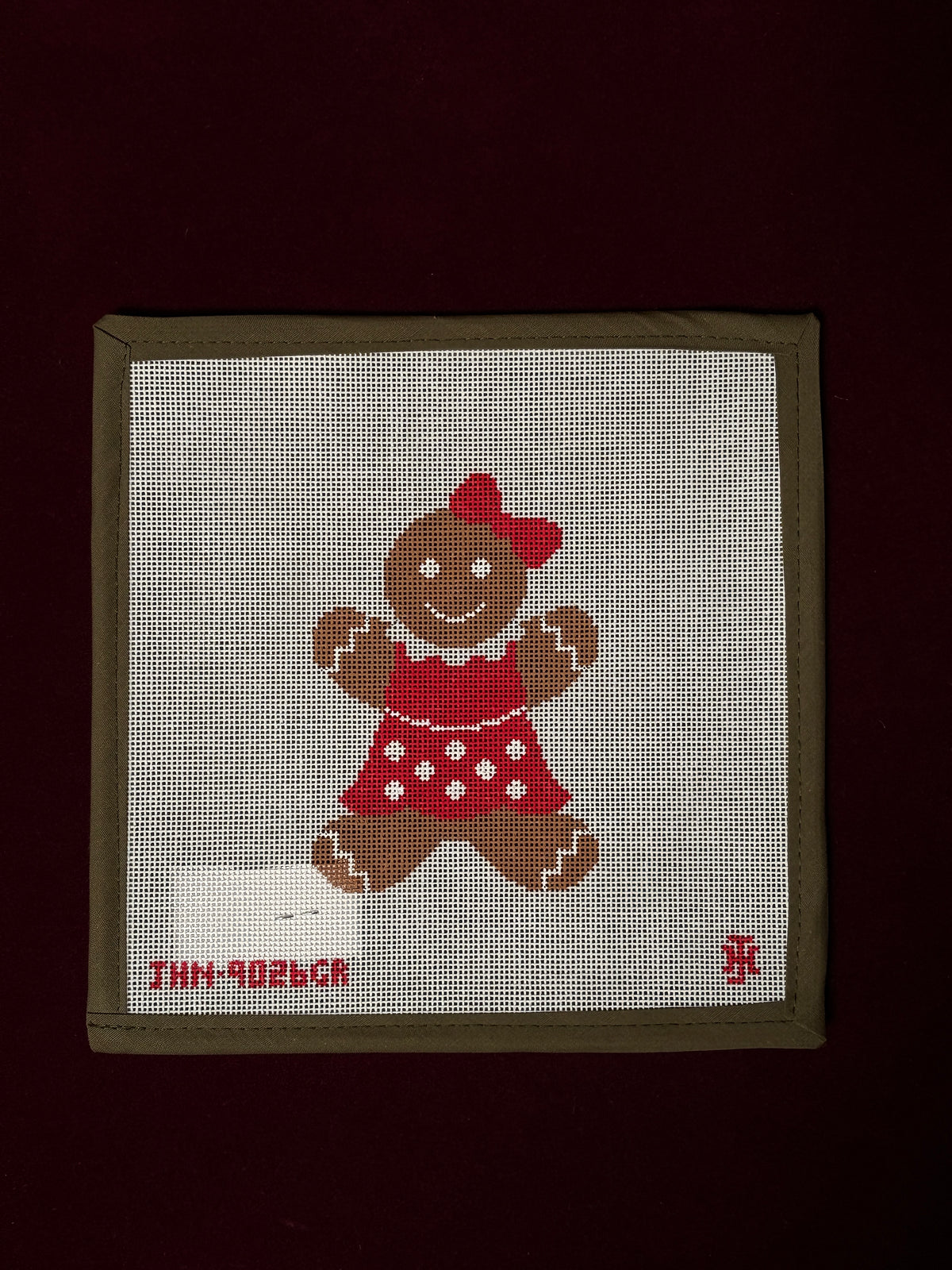 Gingerbread Girl, Red-Needlepoint Canvas-Jennifer Hall Needlepoint-The Pepper Pot Barrington, IL
