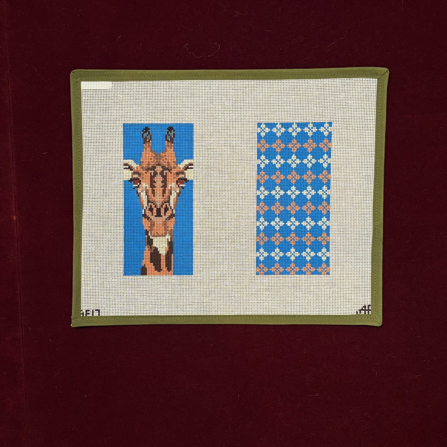 Giraffe Double Eyeglass Case-Canvas-Stitch Style Needlepoint-The Pepper Pot
