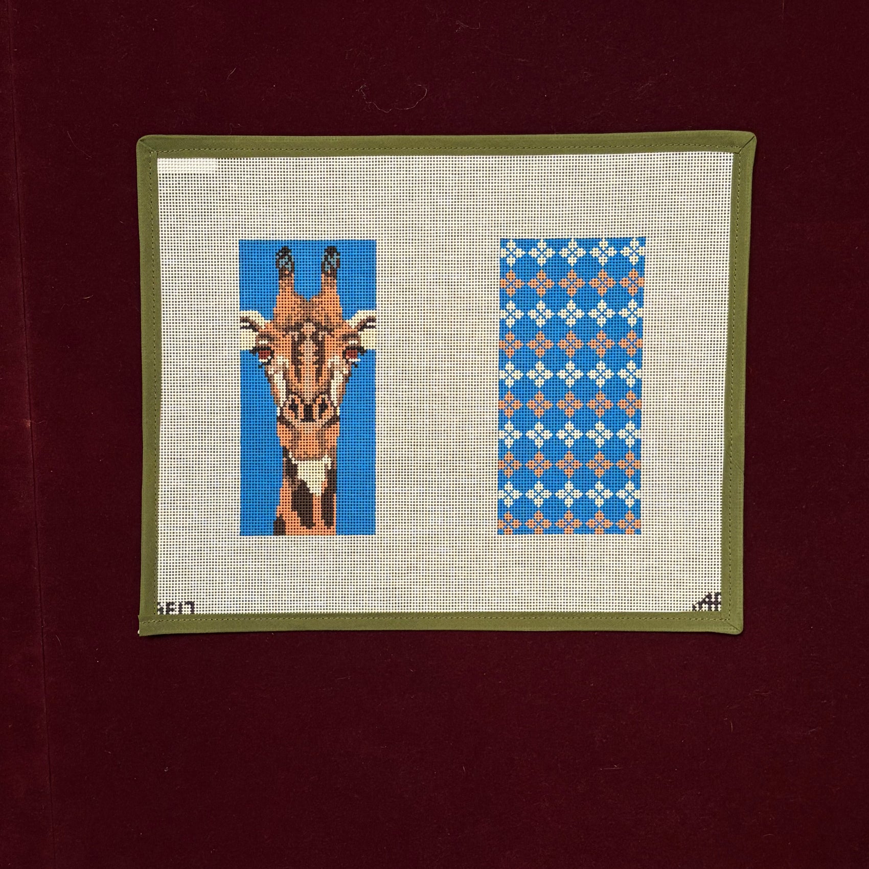Giraffe Double Eyeglass Case-Canvas-Stitch Style Needlepoint-The Pepper Pot