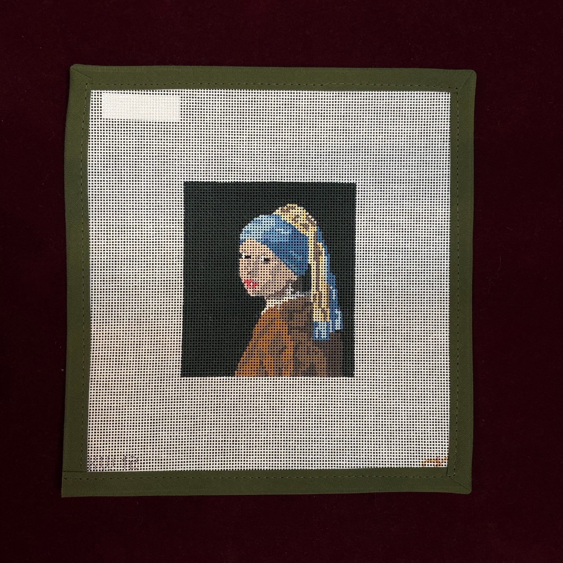 Girl With a Pearl Earring-Needlepoint Canvas-The Gingham Stitchery-The Pepper Pot Barrington, IL