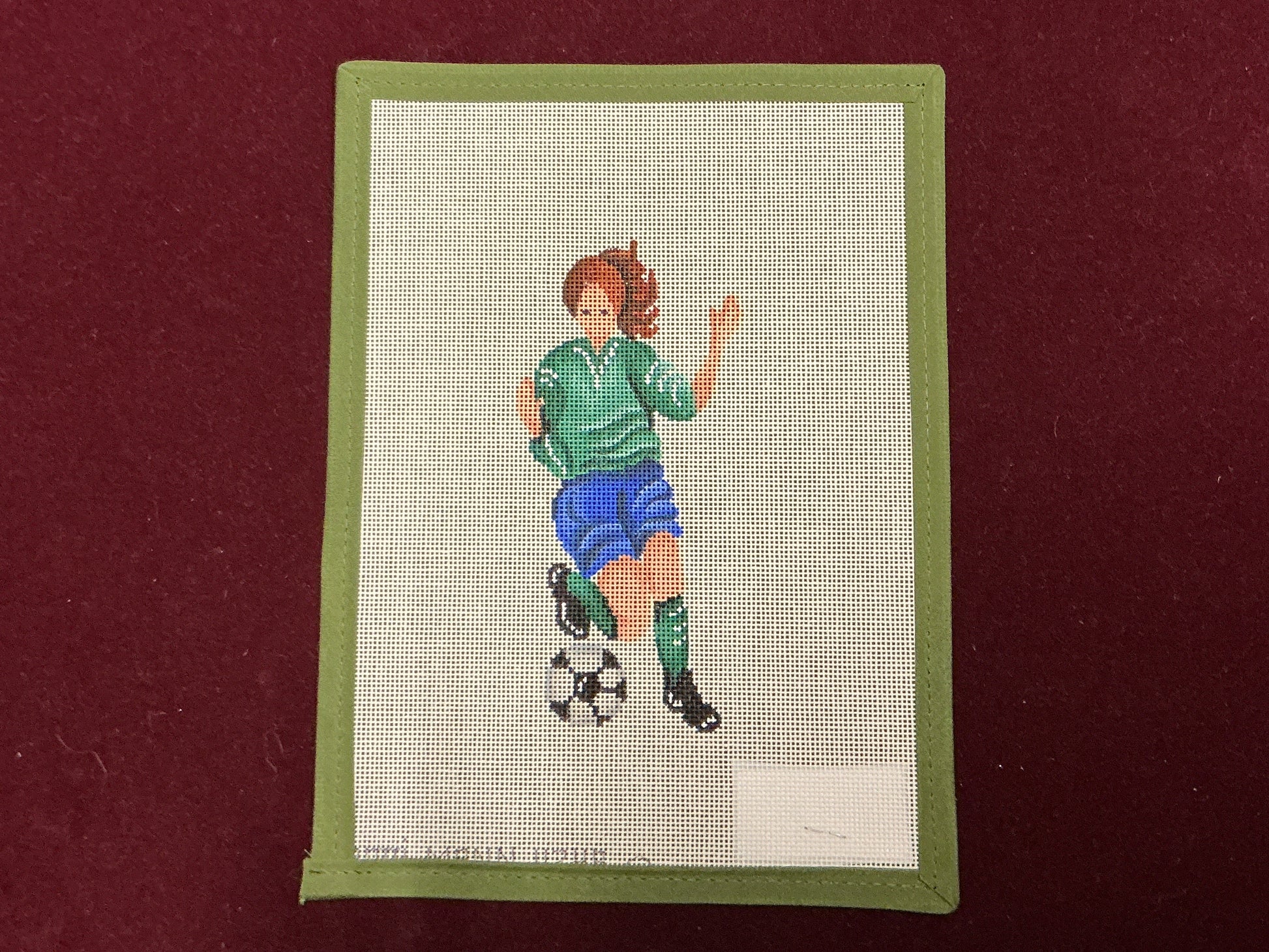 Girl's Sports- Soccer-Needlepoint Canvas-Patti Mann-The Pepper Pot Barrington, IL