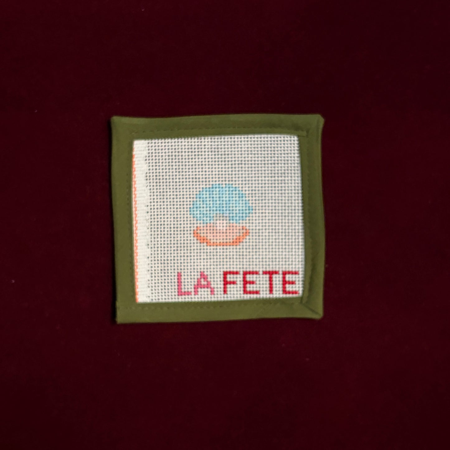 Glitter Oyster Shell with Pearl-Needlepoint Canvas-La Fete-The Pepper Pot Barrington, IL