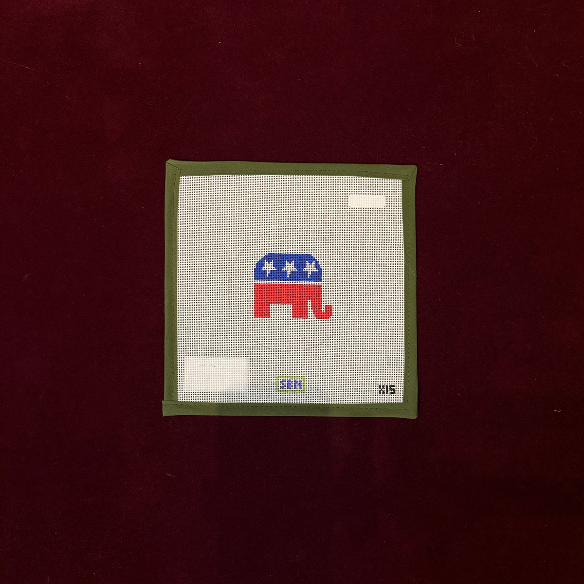GOP Elephant ornament-Needlepoint Canvas-Susan Battle Needlepoint-The Pepper Pot Barrington, IL