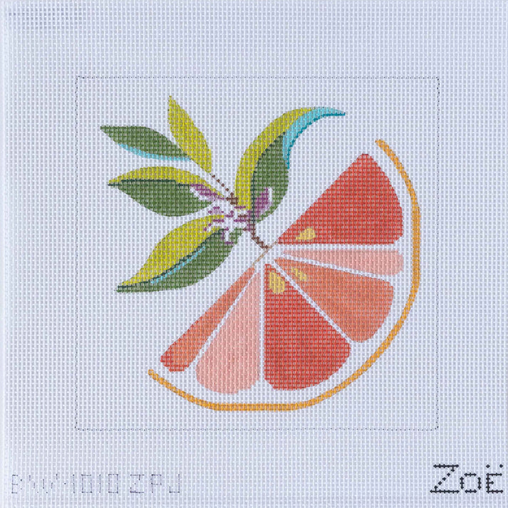 Grapefruit Kit-Needlepoint Canvas-Blue Waters Needlepoint-The Pepper Pot Barrington, IL