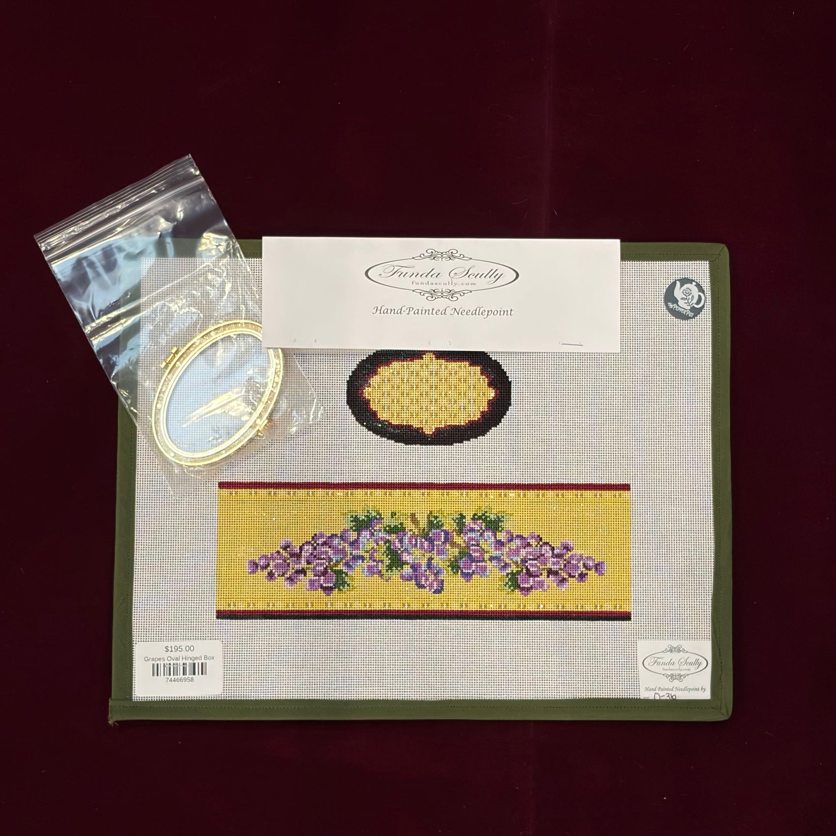 Grapes Oval Hinged Box-Canvas-Funda Scully-The Pepper Pot