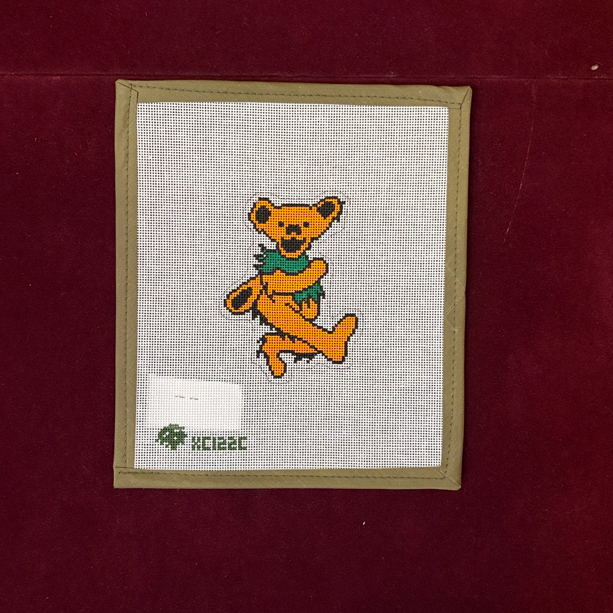 Grateful Dead Bear-Orange-Needlepoint Canvas-Elm Tree-The Pepper Pot Barrington, IL