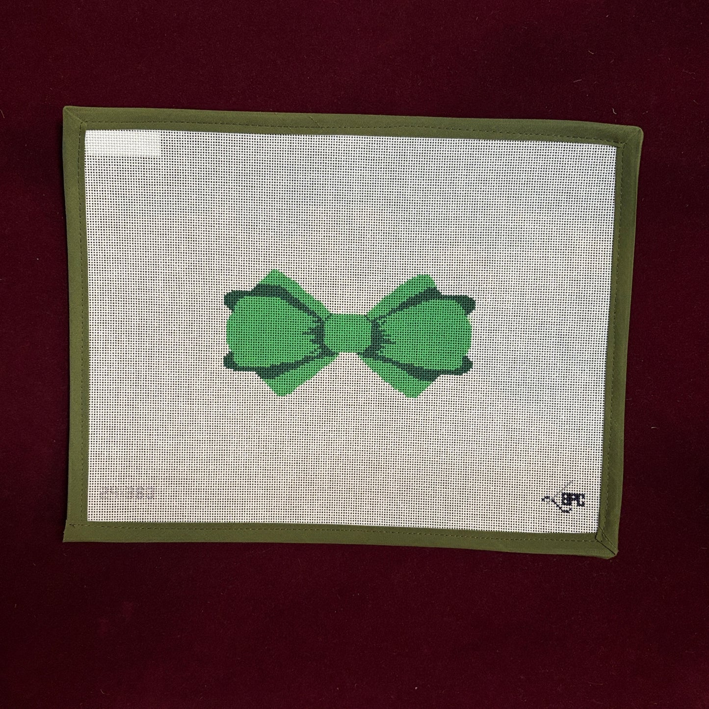 Green Bow-Needlepoint Canvas-Blueberry Needlepoint-The Pepper Pot Barrington, IL