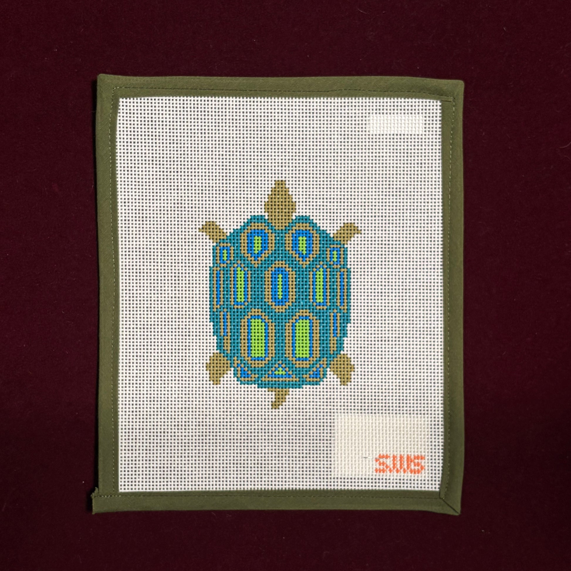 Green Turtle-Canvas-Stitching with Stacey-The Pepper Pot