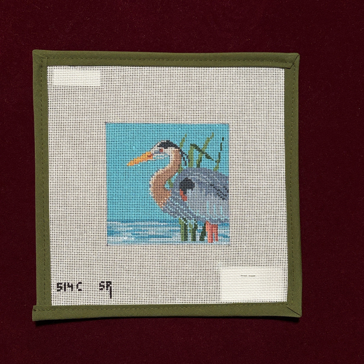 Grey Heron-Needlepoint Canvas-Susan Roberts Needlepoint-The Pepper Pot Barrington, IL