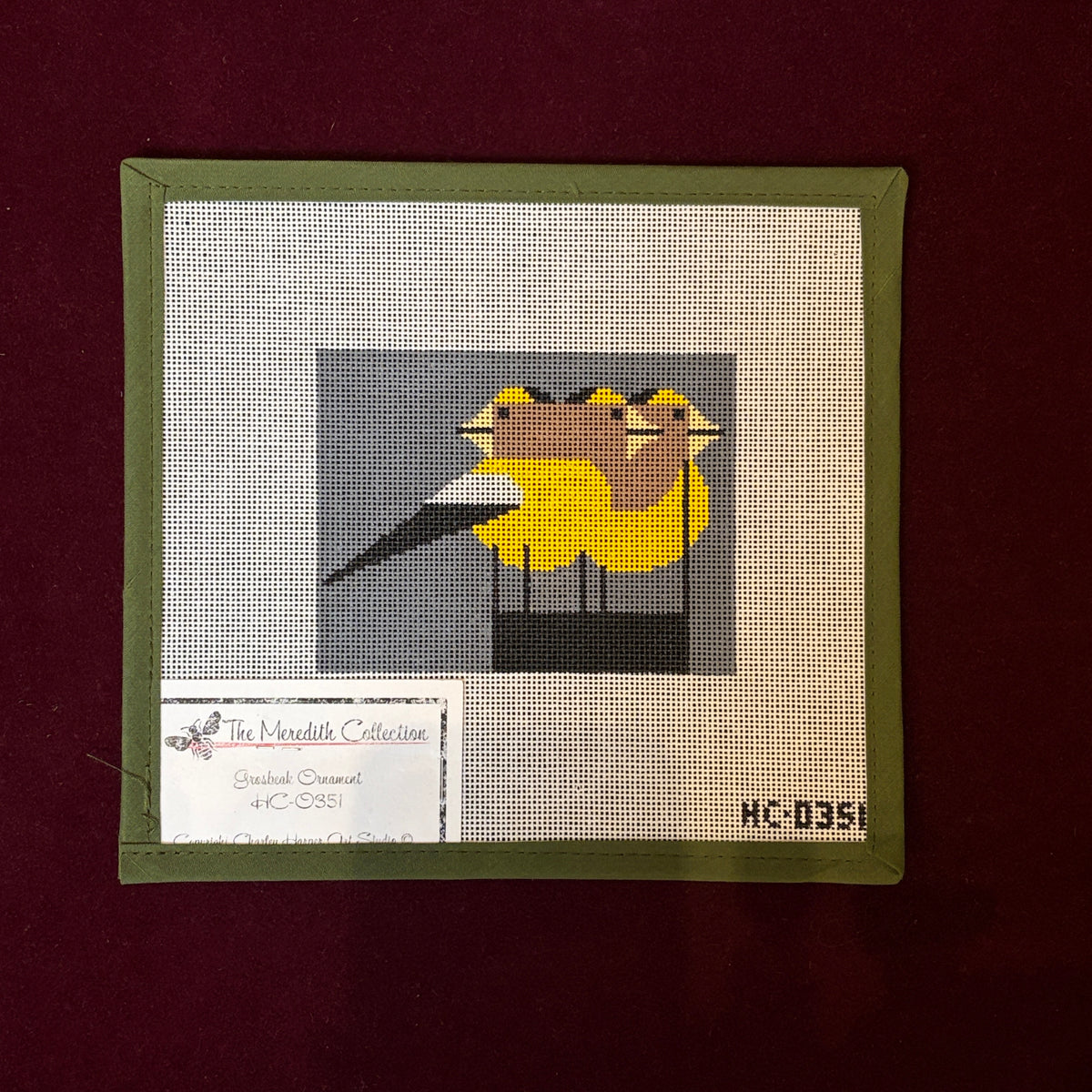 Grosbeak Ornament-Needlepoint Canvas-The Meredith Collection-The Pepper Pot Barrington, IL