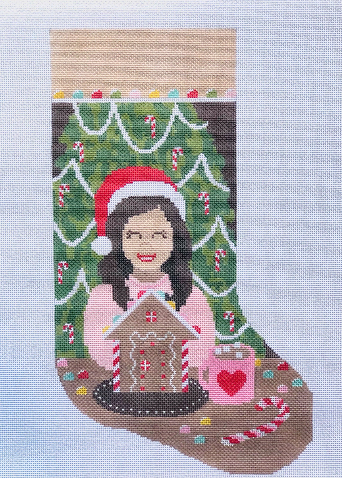 Gum Drop Bauble Stocking Canvas August Trunk Show-Needlepoint Canvas-KCN Designers-The Pepper Pot Barrington, IL