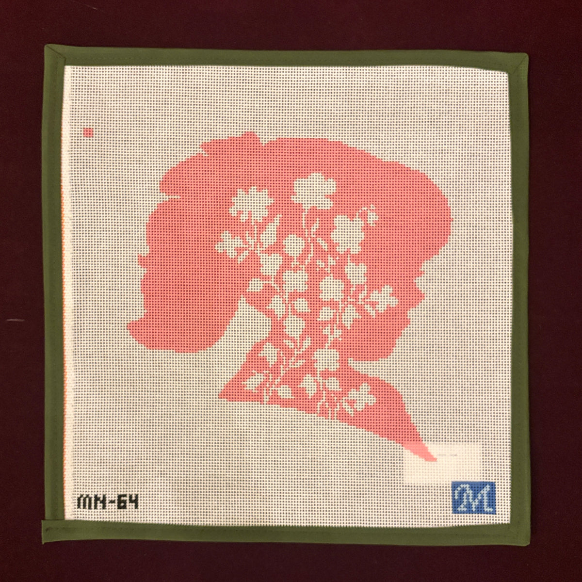 Hadley Pink Silhouette-Needlepoint Canvas-Maura Nolan Designs-The Pepper Pot Barrington, IL