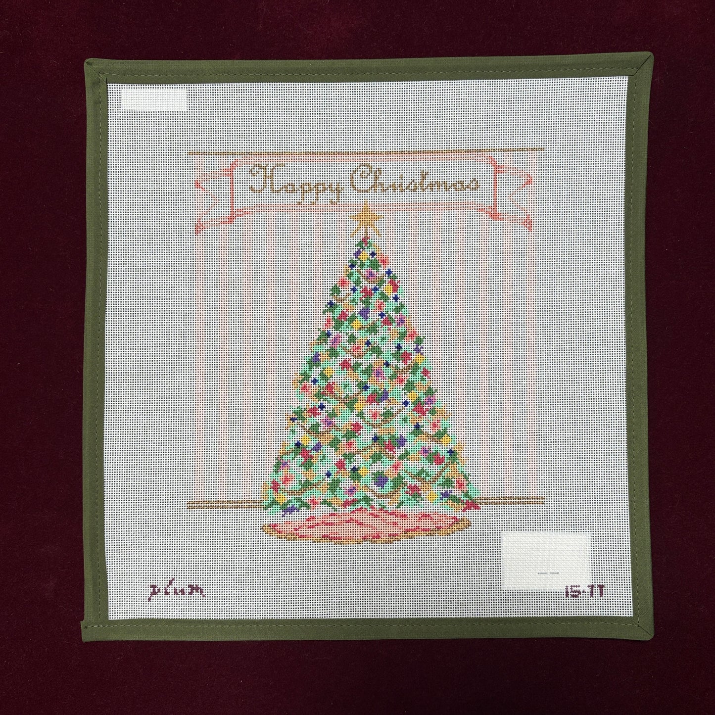Happy Christmas-Needlepoint Canvas-Plum Stitchery-The Pepper Pot Barrington, IL