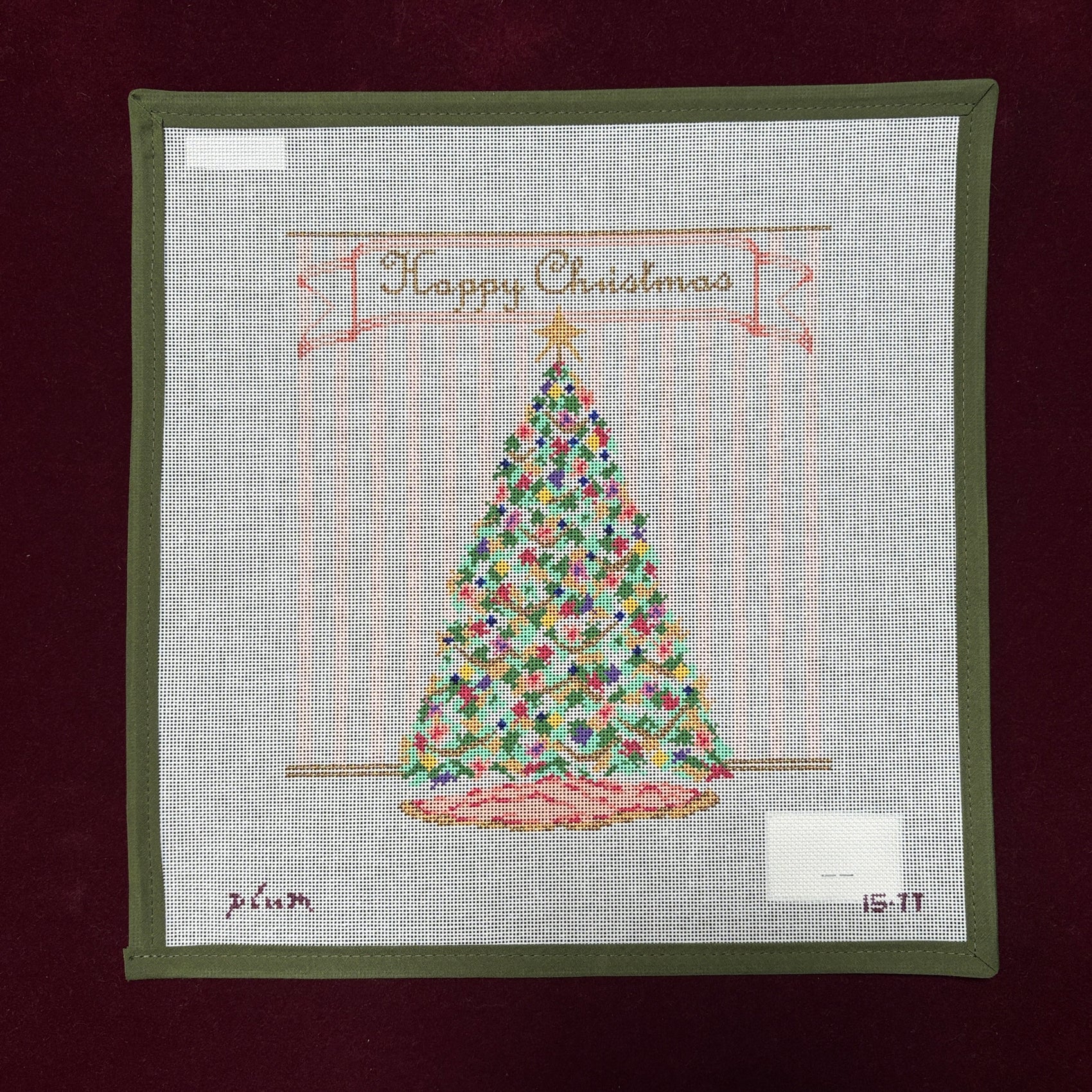 Happy Christmas-Needlepoint Canvas-Plum Stitchery-The Pepper Pot Barrington, IL