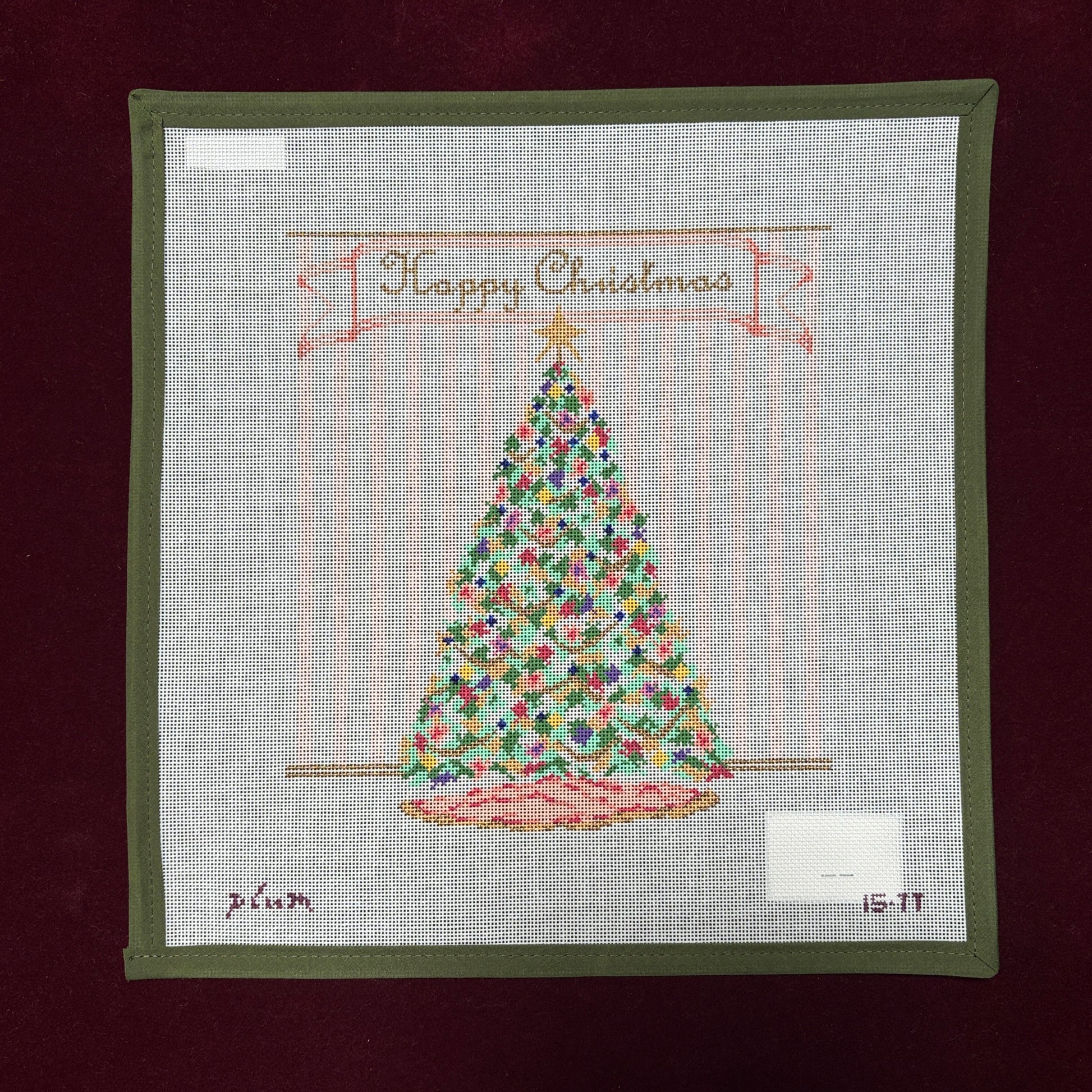 Happy Christmas-Needlepoint Canvas-Plum Stitchery-The Pepper Pot Barrington, IL