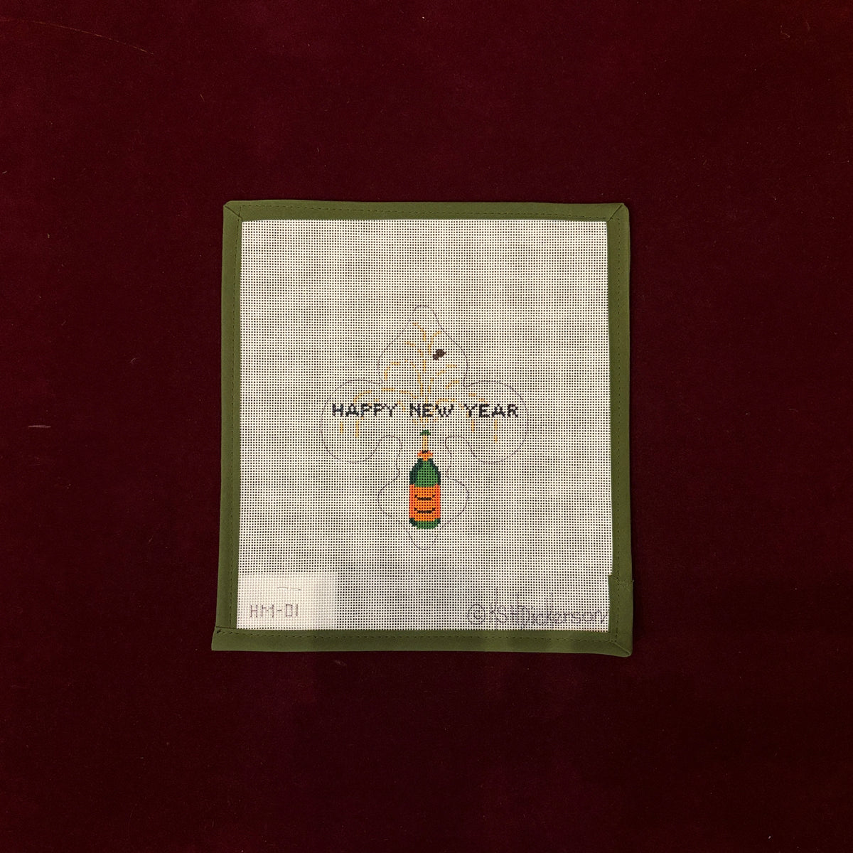 Happy New Year Fleur-De-Lys-Needlepoint Canvas-Kate Dickerson-The Pepper Pot Barrington, IL