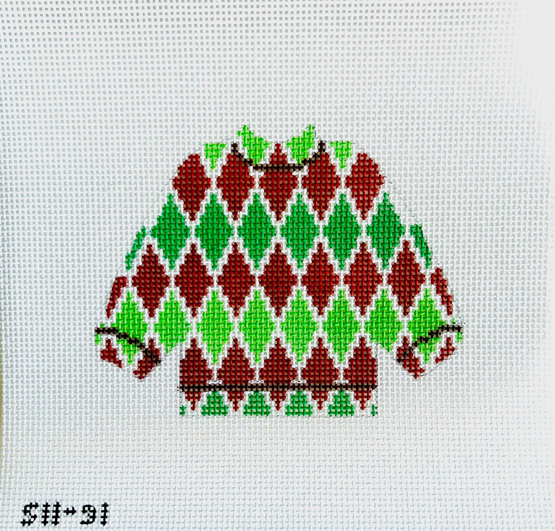 Harlequin Pullover August Trunk Show-Needlepoint Canvas-KCN Designers-The Pepper Pot Barrington, IL