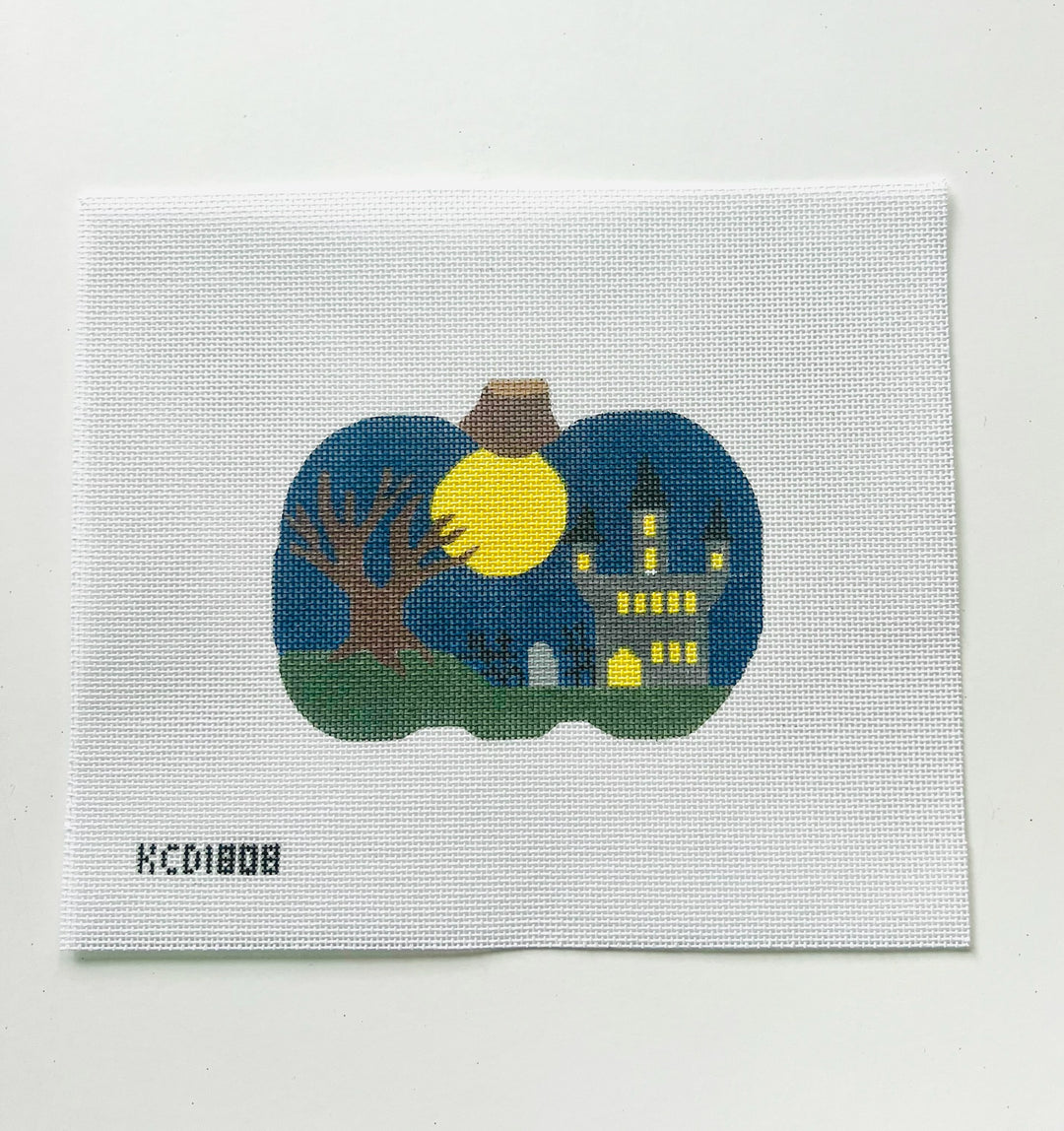 Haunted House Pumpkin August Trunk Show-Needlepoint Canvas-KCN Designers-The Pepper Pot Barrington, IL