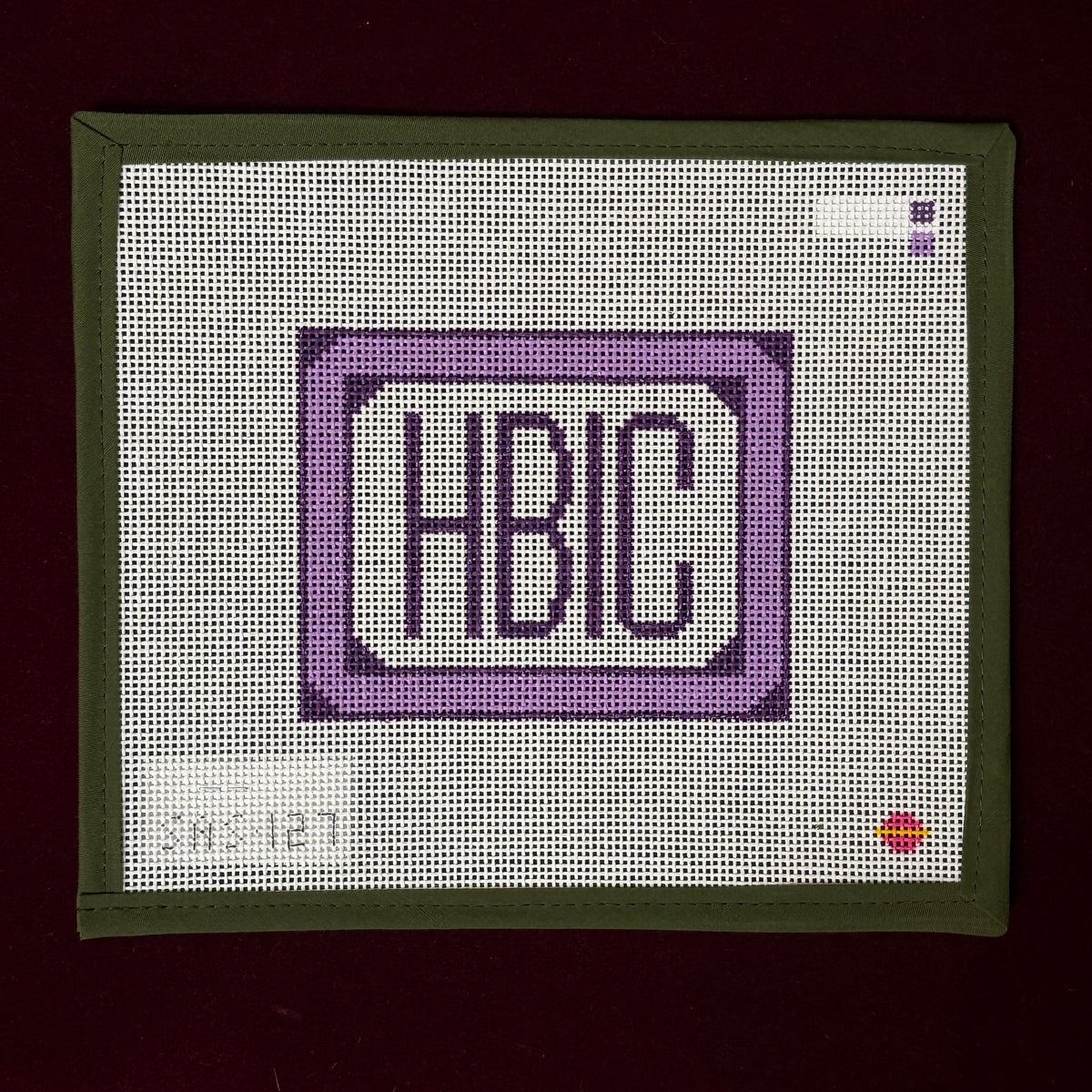 HBIC, Purple-Needlepoint Canvas-Saturnalia Stitching-The Pepper Pot Barrington, IL
