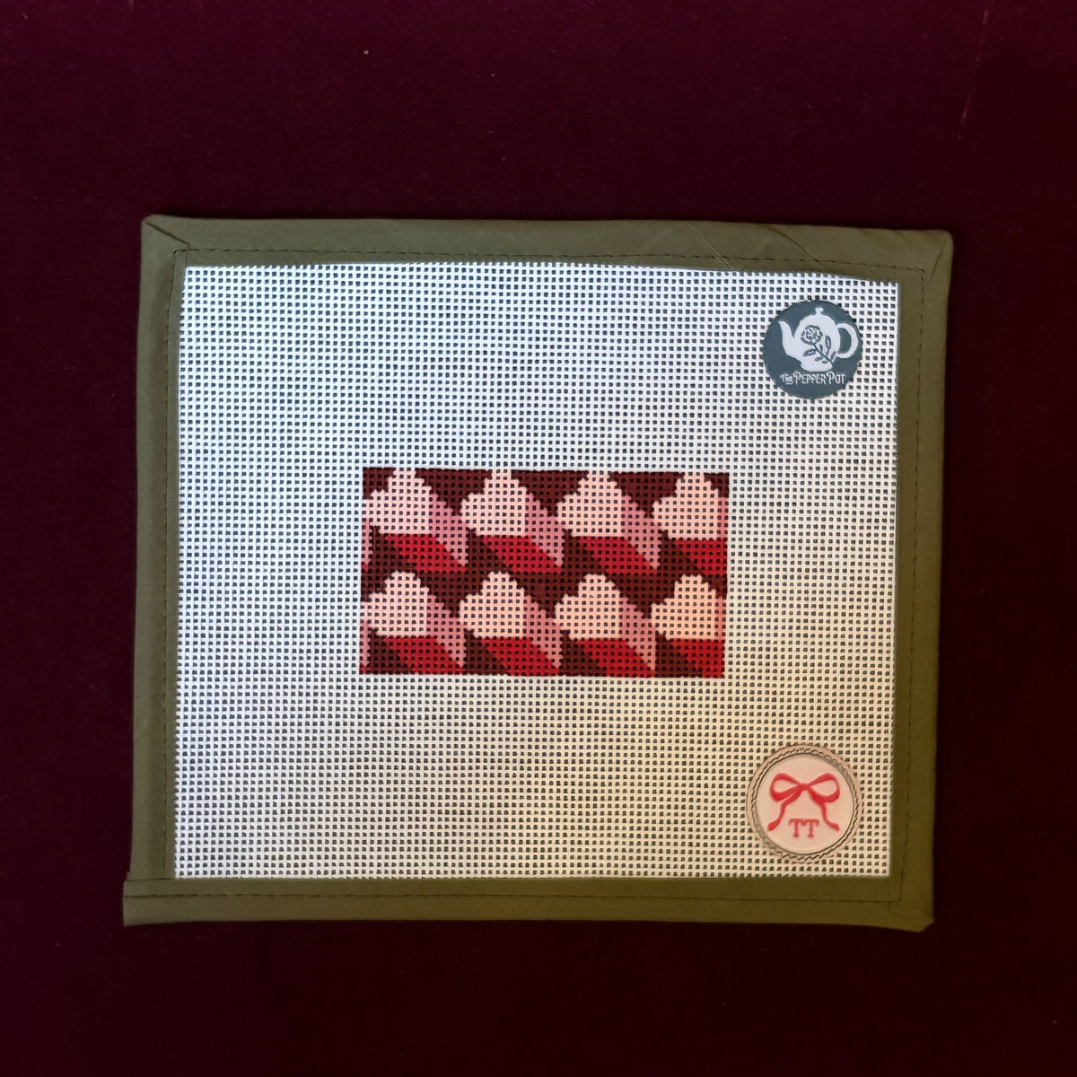 Hearts Insert-Needlepoint Canvas-Threading Treasures-The Pepper Pot Barrington, IL