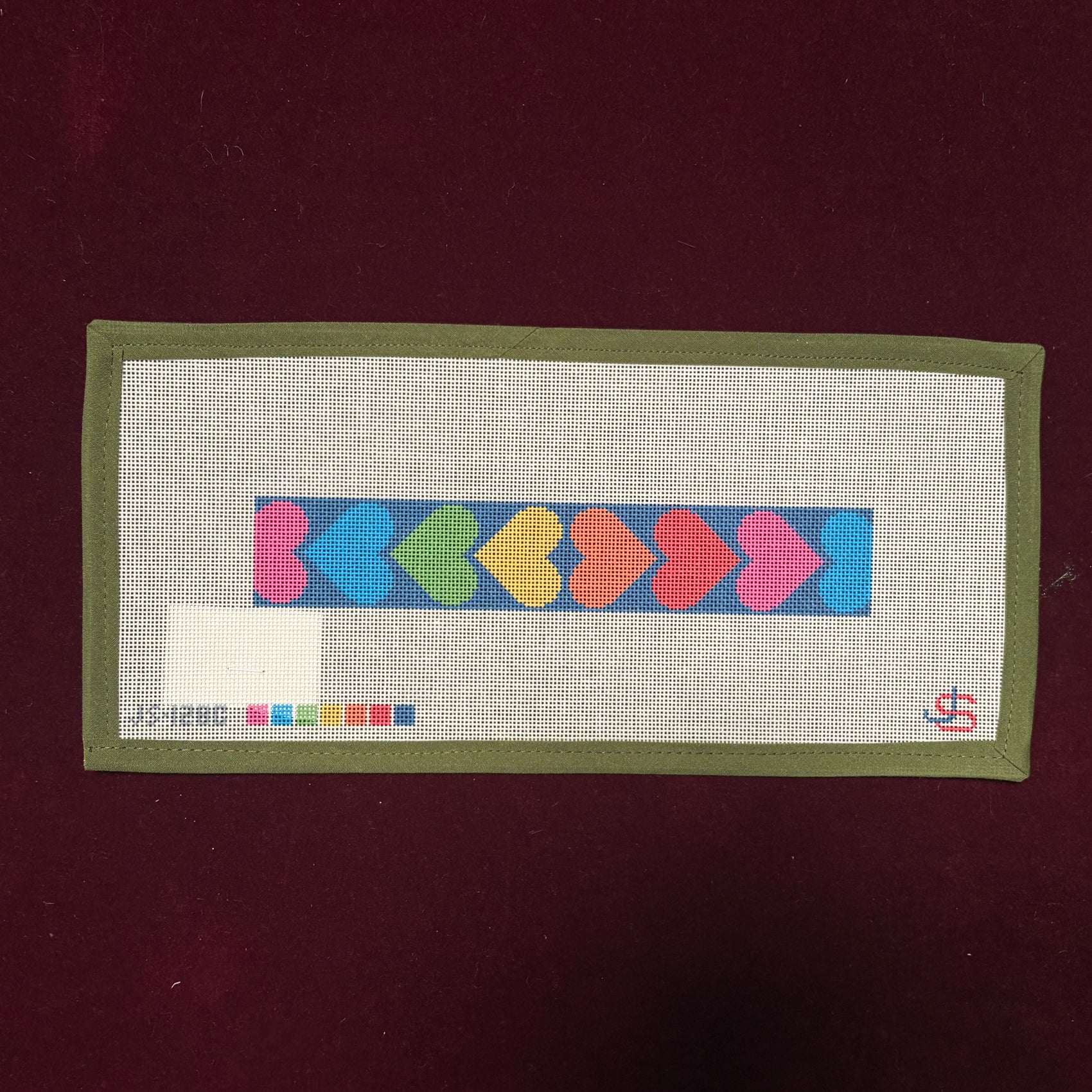 Hearts Key Fob, Rainbow-Canvas-Jeni Sandberg-The Pepper Pot