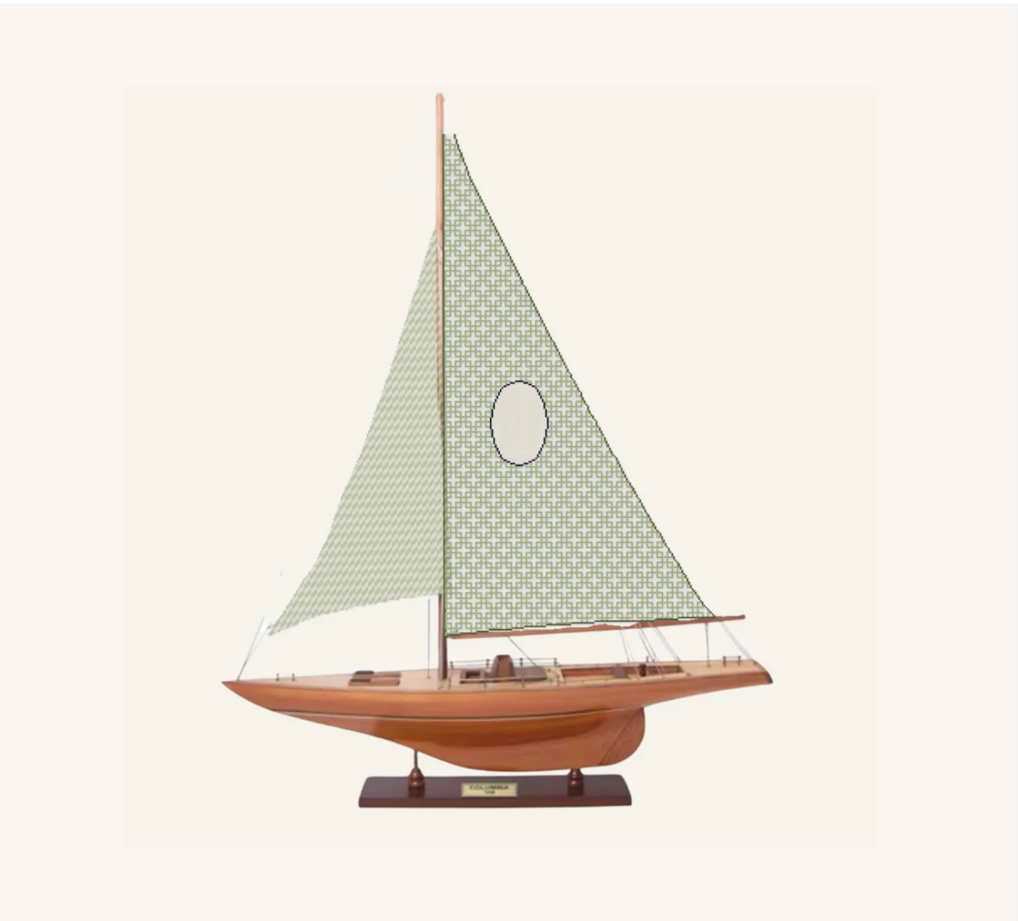 Heritage Monogram Sails with Sailboat-Needlepoint Canvas-Wisteria Designs-The Pepper Pot Barrington, IL
