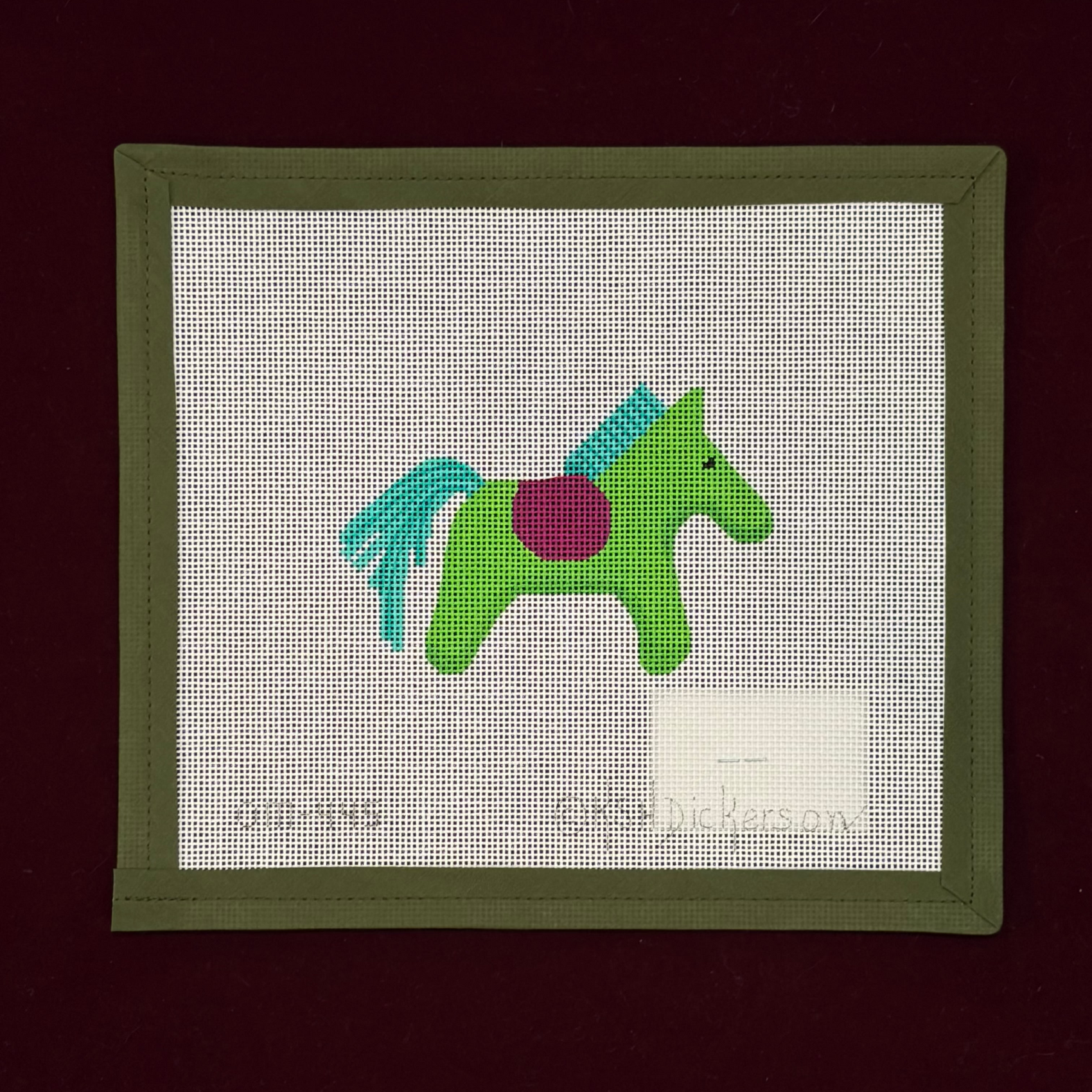 Hermes Horse with Saddle (Green, Turquoise, Magenta)-Canvas-Kate Dickerson-The Pepper Pot