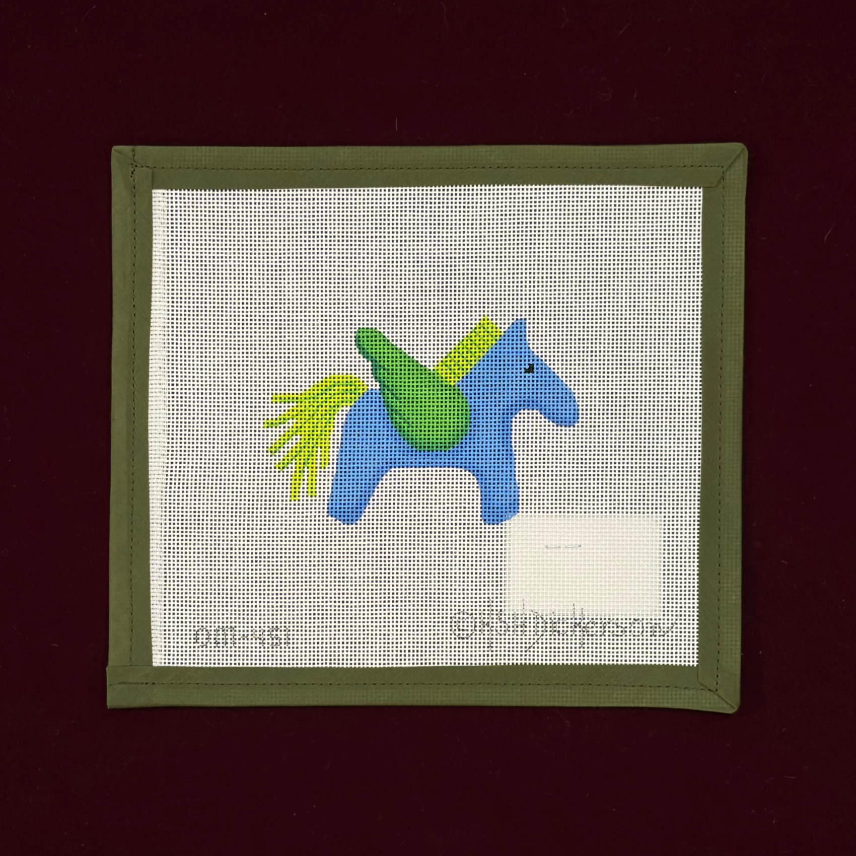 Hermes Pegasus (blue, lime, green) Mini/Bag charm-Canvas-Kate Dickerson-The Pepper Pot