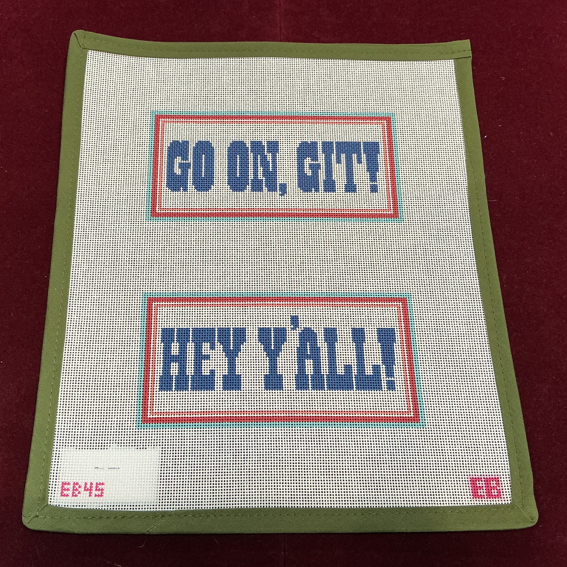Hey Y'all & Go On Git-Needlepoint Canvas-Elizabeth Brooke-The Pepper Pot Barrington, IL