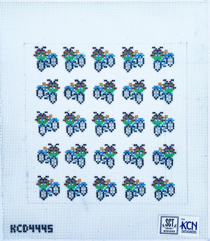 Holiday Bicycles August Trunk Show-Needlepoint Canvas-KCN Designers-The Pepper Pot Barrington, IL