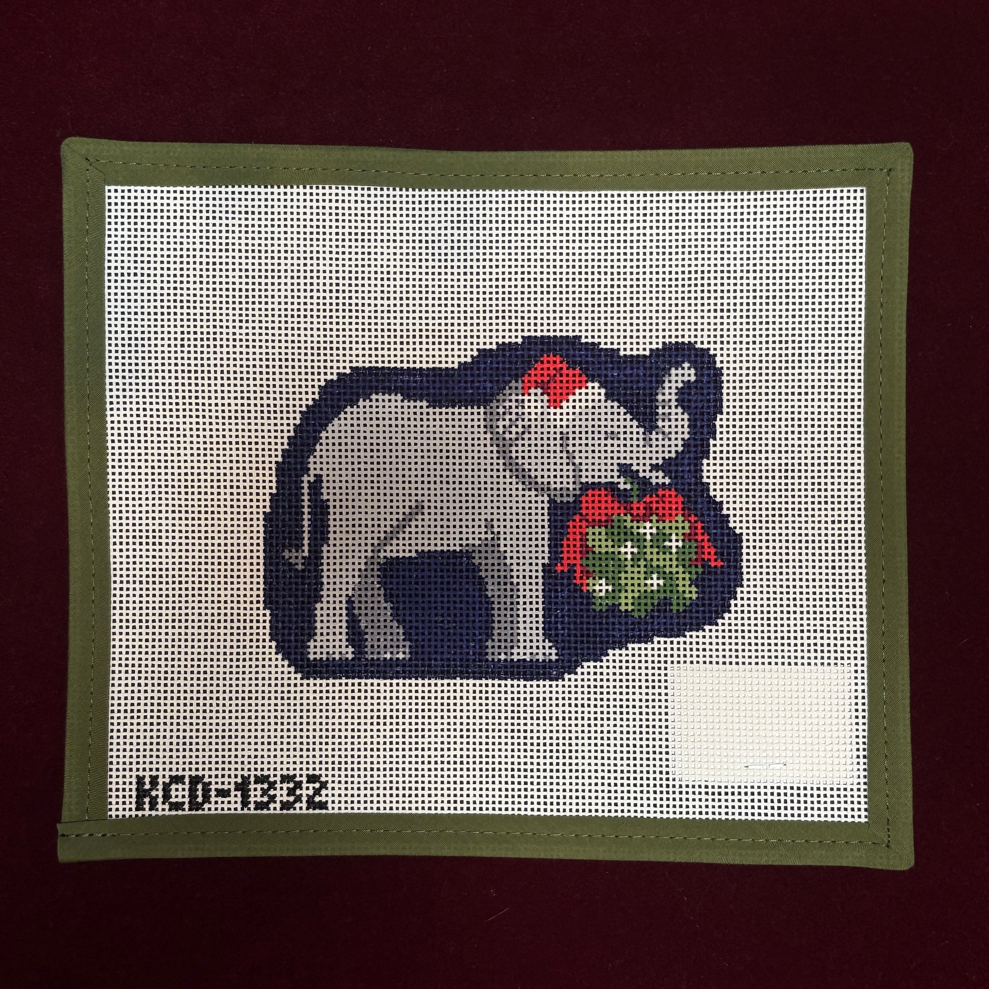 Holiday Elephant-Needlepoint Canvas-KCN Designers-The Pepper Pot Barrington, IL