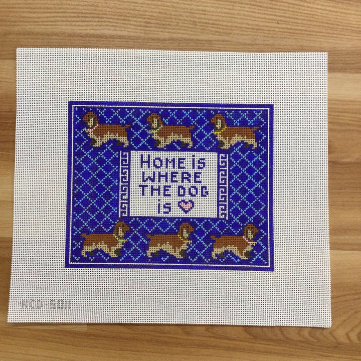 Home is Where the Dog is Cocker Spaniel August Trunk Show-Needlepoint Canvas-KCN Designers-The Pepper Pot Barrington, IL