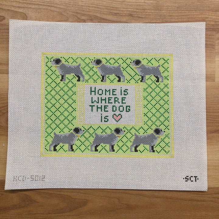 Home is Where the Dog is Loeveable Mutt August Trunk Show-Needlepoint Canvas-KCN Designers-The Pepper Pot Barrington, IL