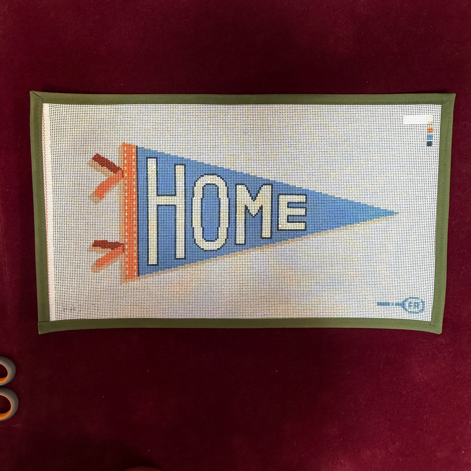 Home Pennant-Needlepoint Canvas-Francis Abel-The Pepper Pot Barrington, IL