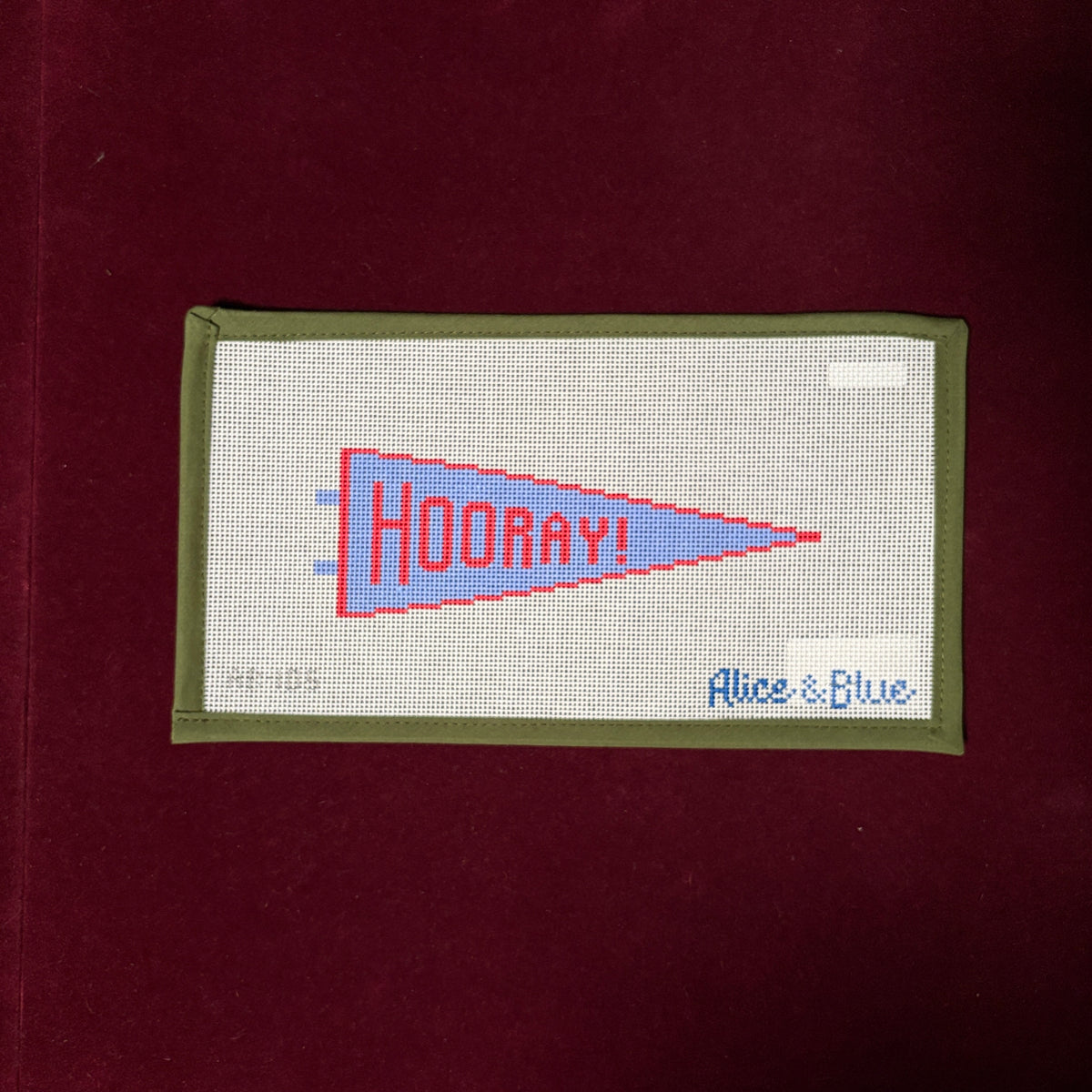 Hooray Pennant-Needlepoint Canvas-Alice & Blue-The Pepper Pot Barrington, IL