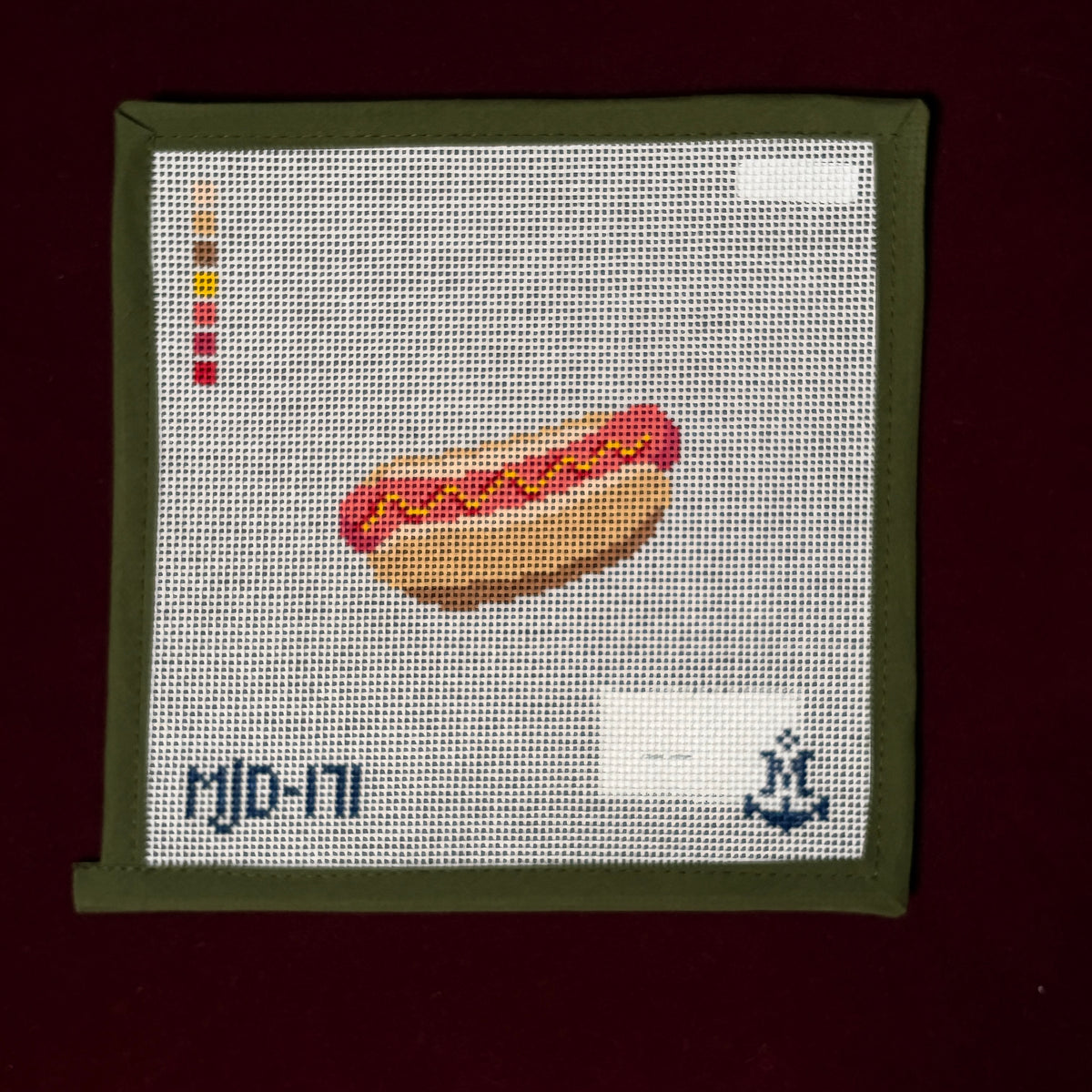 Hot Dog-Needlepoint Canvas-Morgan Julia Designs-The Pepper Pot Barrington, IL