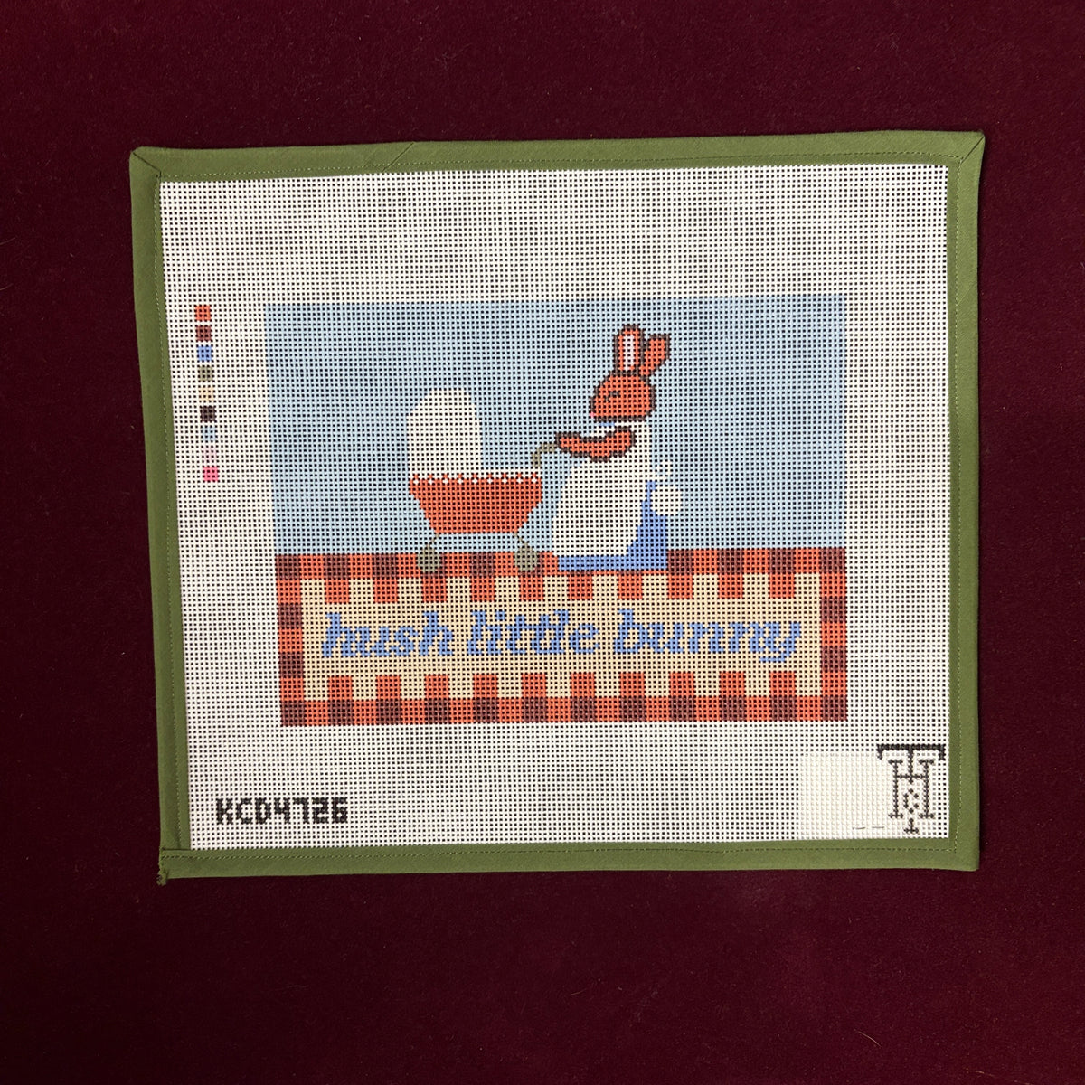 Hush Little Bunny-Needlepoint Canvas-KCN Designers-Blue-The Pepper Pot Barrington, IL
