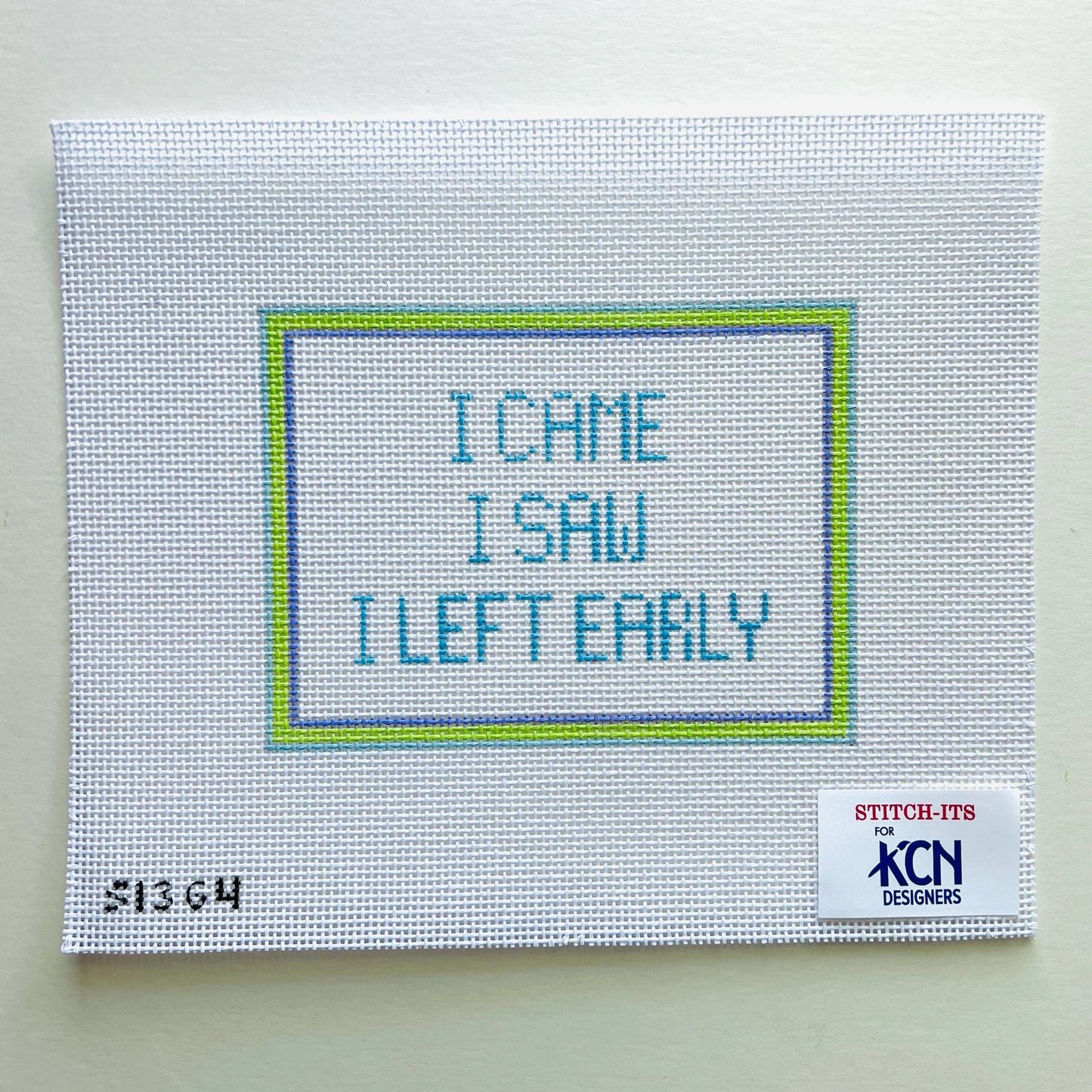 I Came I Saw I Left Early August Trunk Show-Needlepoint Canvas-KCN Designers-The Pepper Pot Barrington, IL