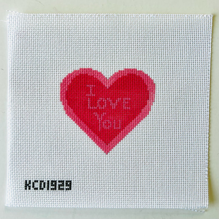 I Love You Pink Heart August Trunk Show-Needlepoint Canvas-KCN Designers-The Pepper Pot Barrington, IL
