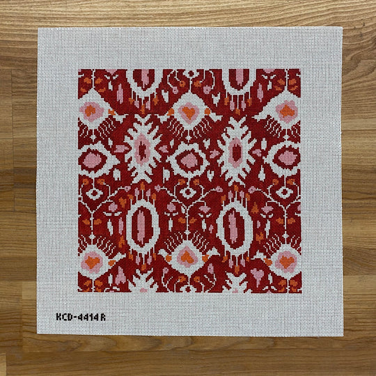 Ikat Pillow - Red August Trunk Show-Needlepoint Canvas-KCN Designers-The Pepper Pot Barrington, IL