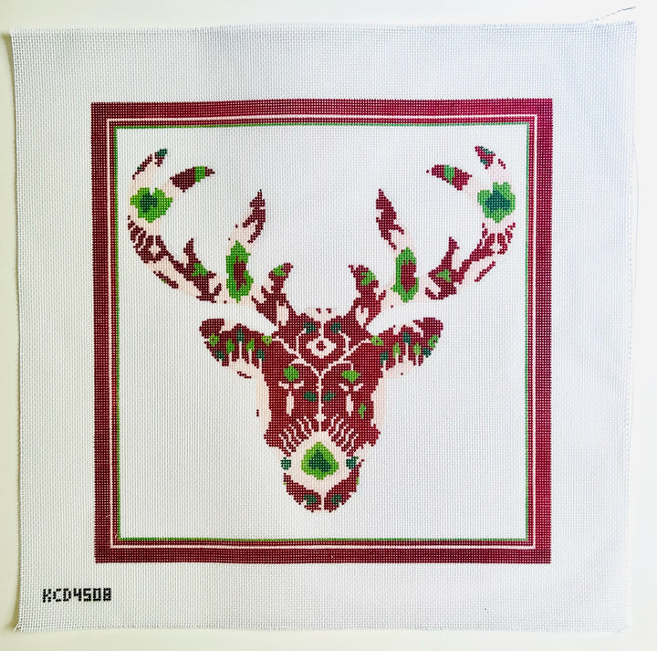 IKAT Reindeer August Trunk Show-Needlepoint Canvas-KCN Designers-The Pepper Pot Barrington, IL