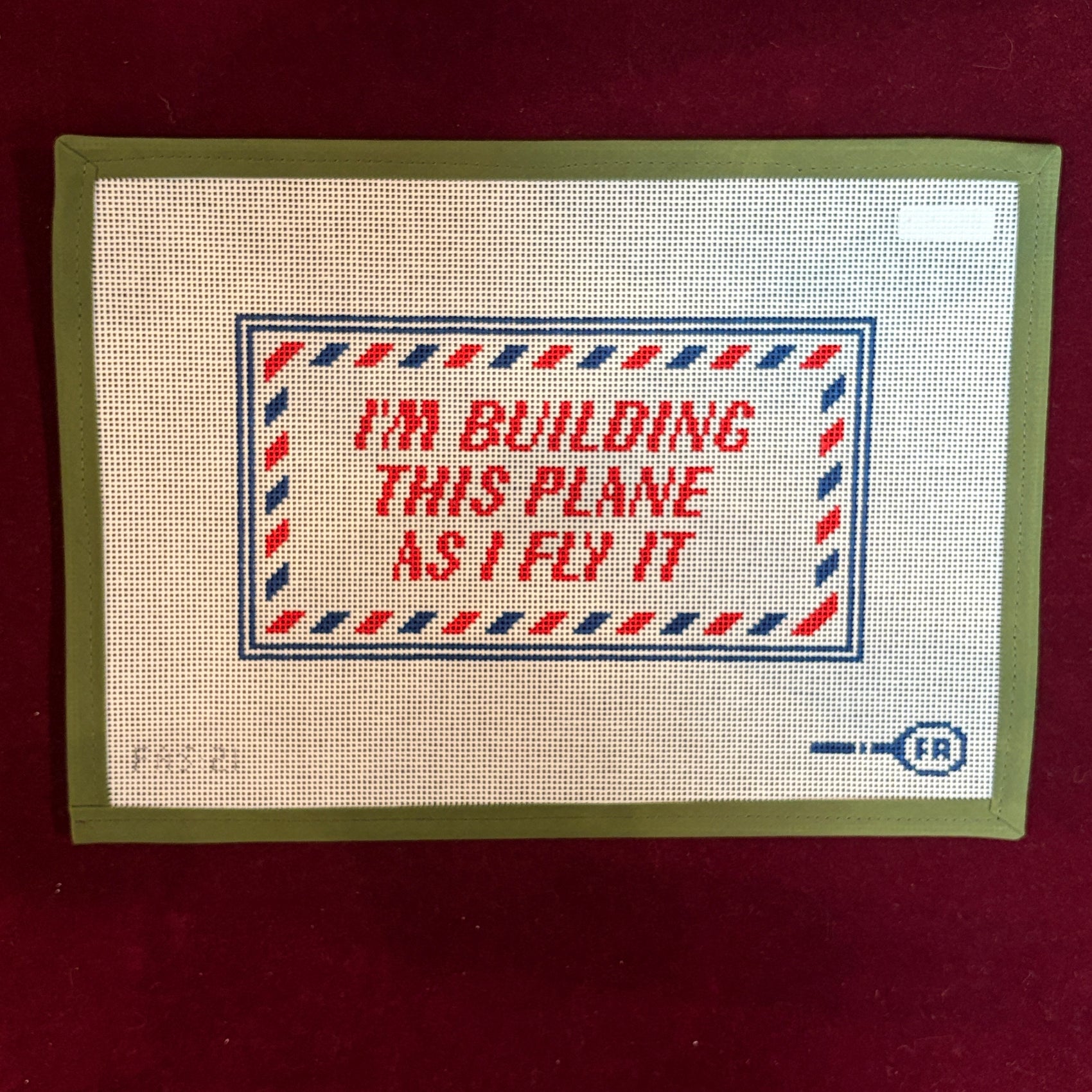 I'm Building This Plane As I Fly It-Needlepoint Canvas-Stitch Tent-The Pepper Pot Barrington, IL