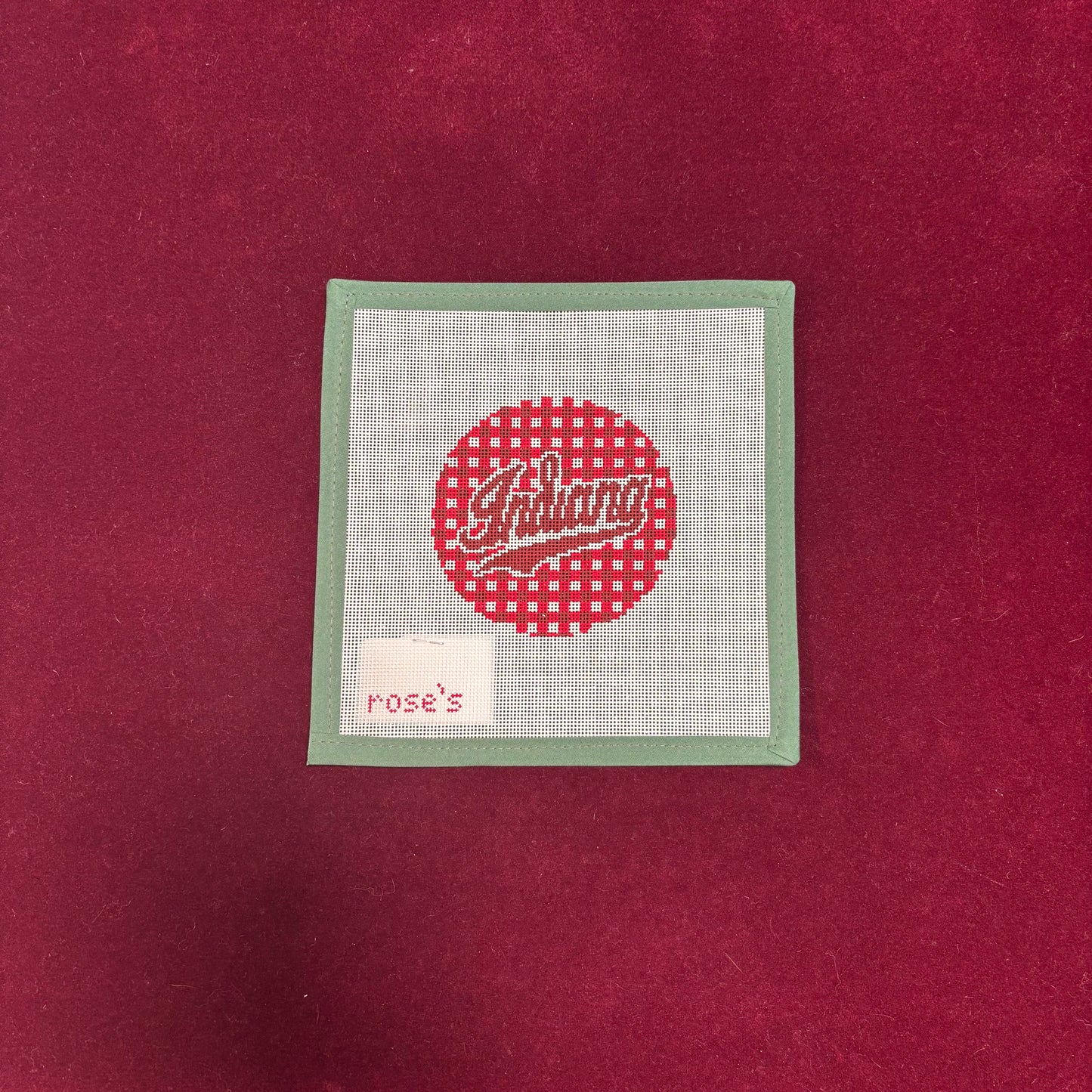 Indiana 4" Gingham Round-Canvas-Rose's Needlepoint Shop-The Pepper Pot